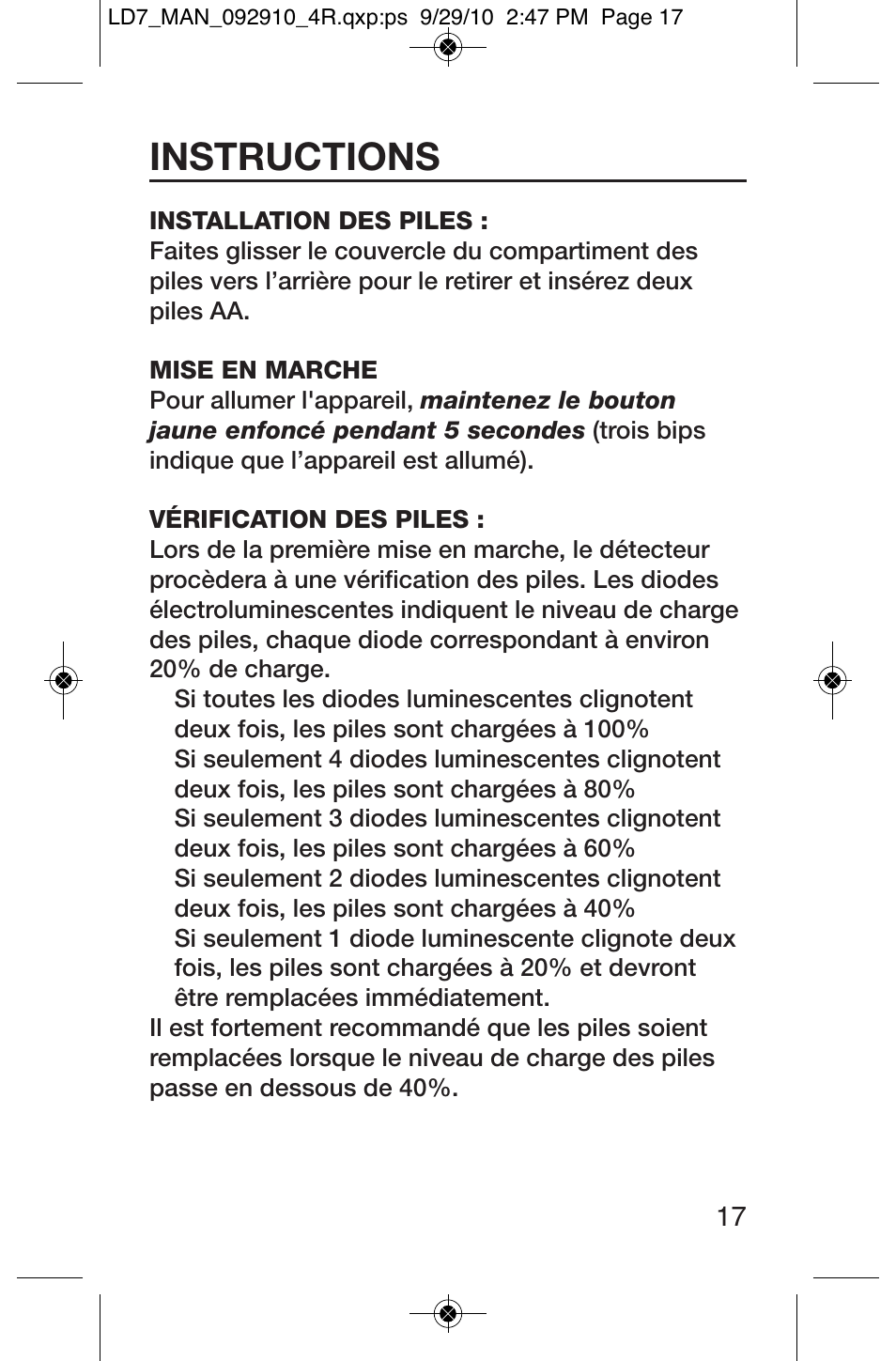 Instructions | General Tools and Instruments LD7 User Manual | Page 17 / 24