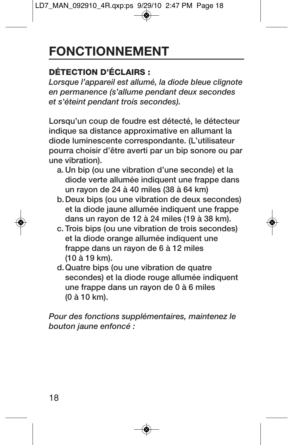 Fonctionnement | General Tools and Instruments LD7 User Manual | Page 18 / 24
