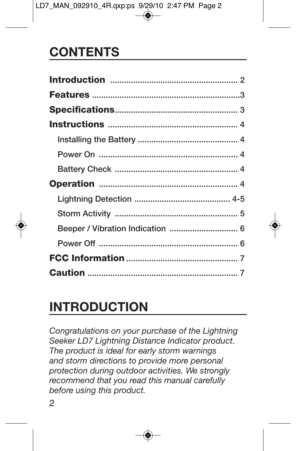 General Tools and Instruments LD7 User Manual | Page 2 / 24