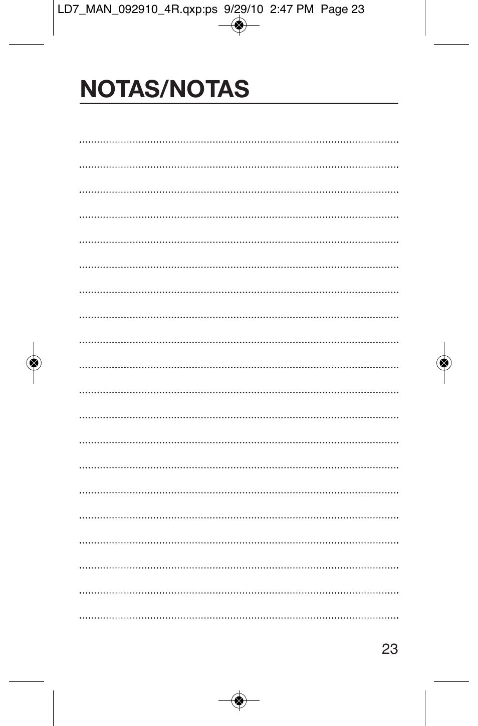 Notas/notas | General Tools and Instruments LD7 User Manual | Page 23 / 24