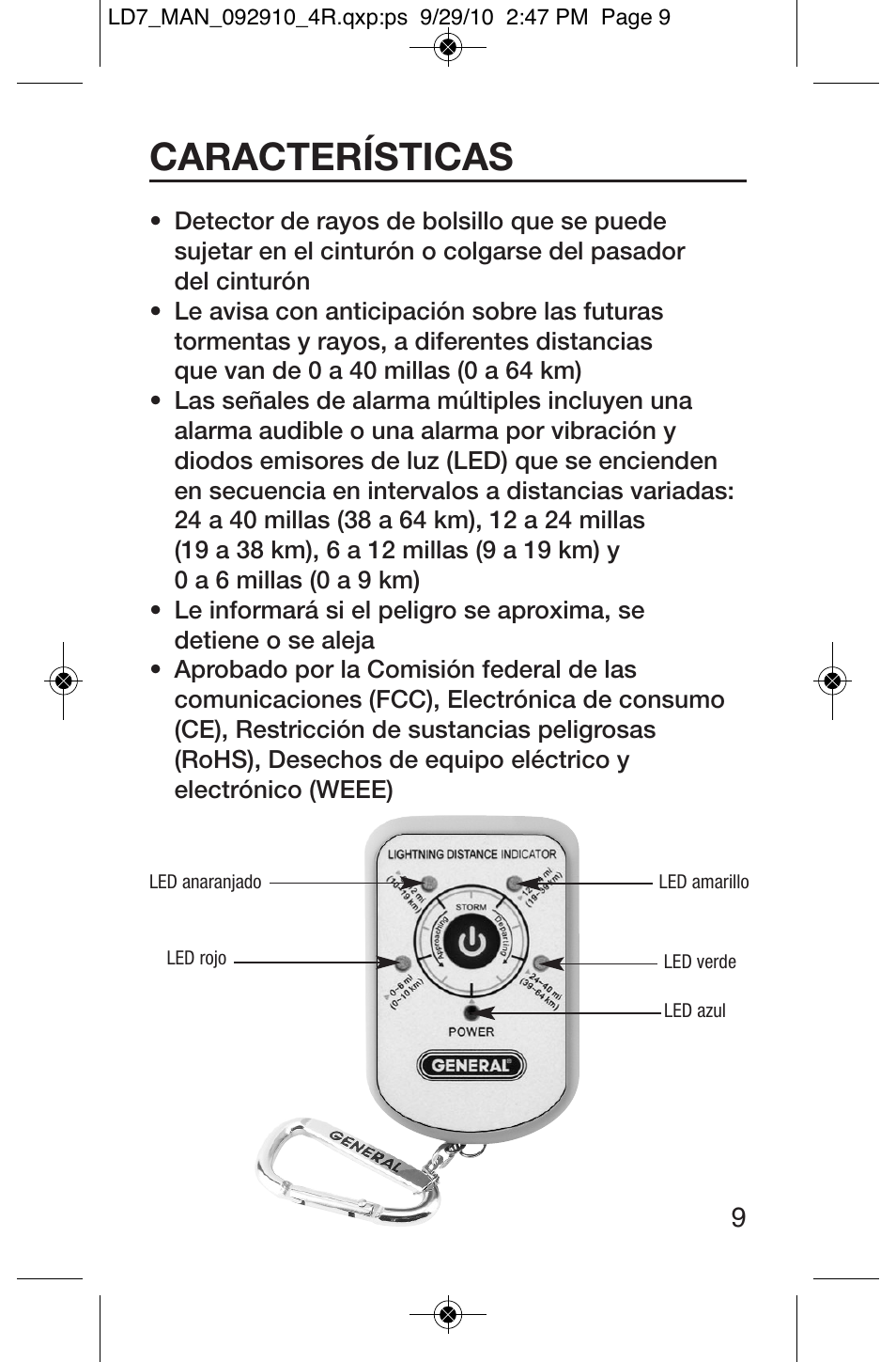 Características | General Tools and Instruments LD7 User Manual | Page 9 / 24