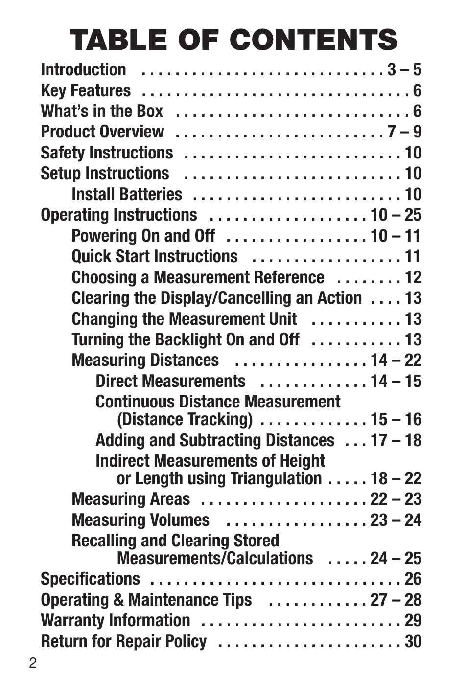 General Tools and Instruments LDM60 User Manual | Page 2 / 32