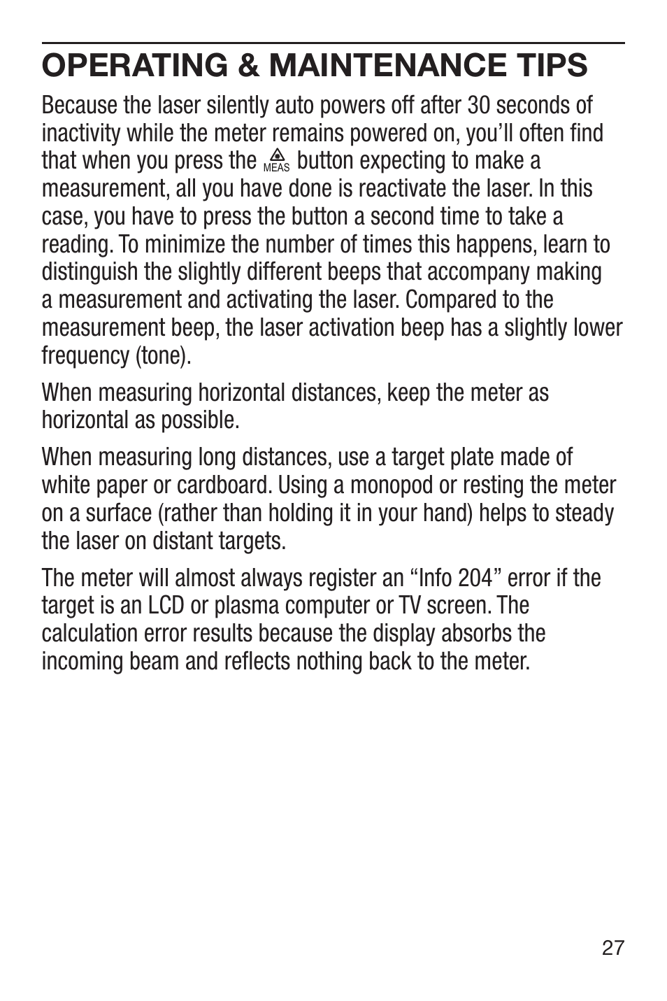 Operating & maintenance tips | General Tools and Instruments LDM60 User Manual | Page 27 / 32