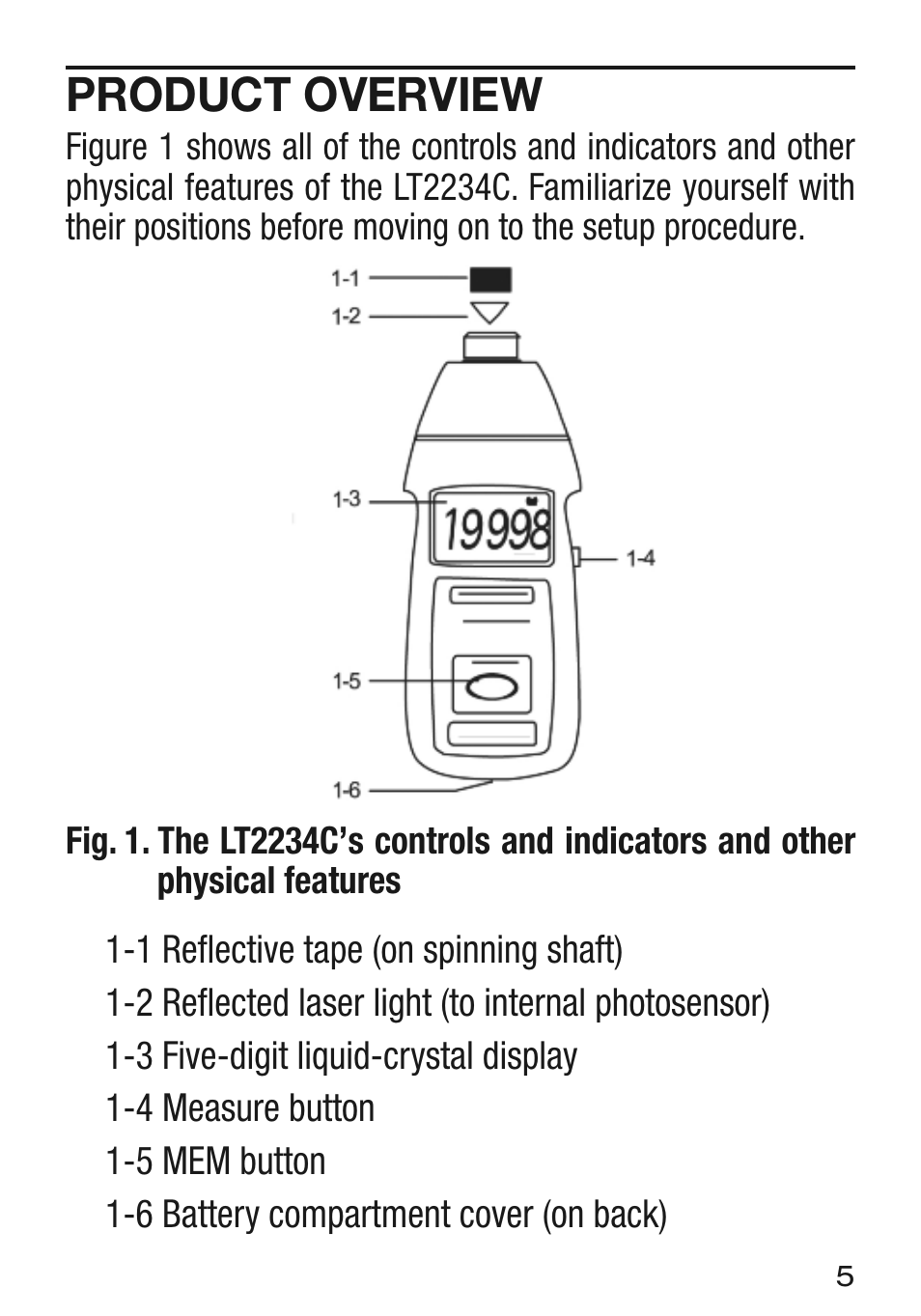 Product overview | General Tools and Instruments LT2234C User Manual | Page 5 / 16