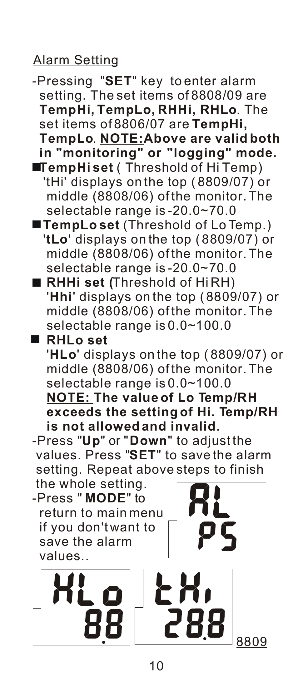 General Tools and Instruments LTH8809DL User Manual | Page 11 / 19