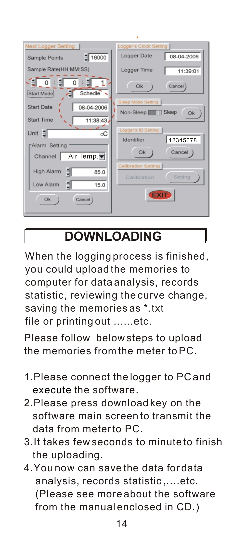 Downloading | General Tools and Instruments LTH8809DL User Manual | Page 15 / 19