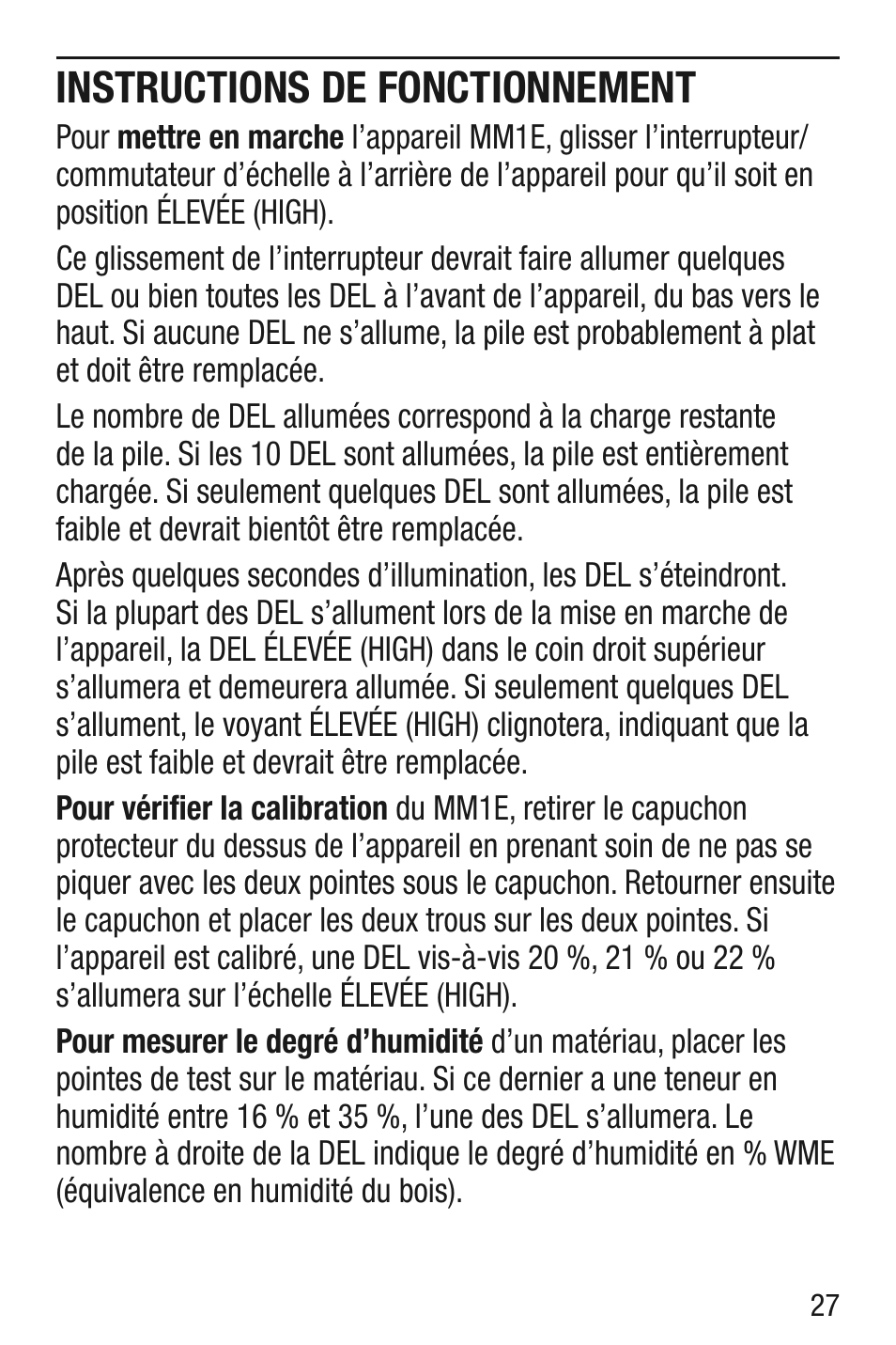 Instructions de fonctionnement | General Tools and Instruments MM1E v.1 User Manual | Page 27 / 32