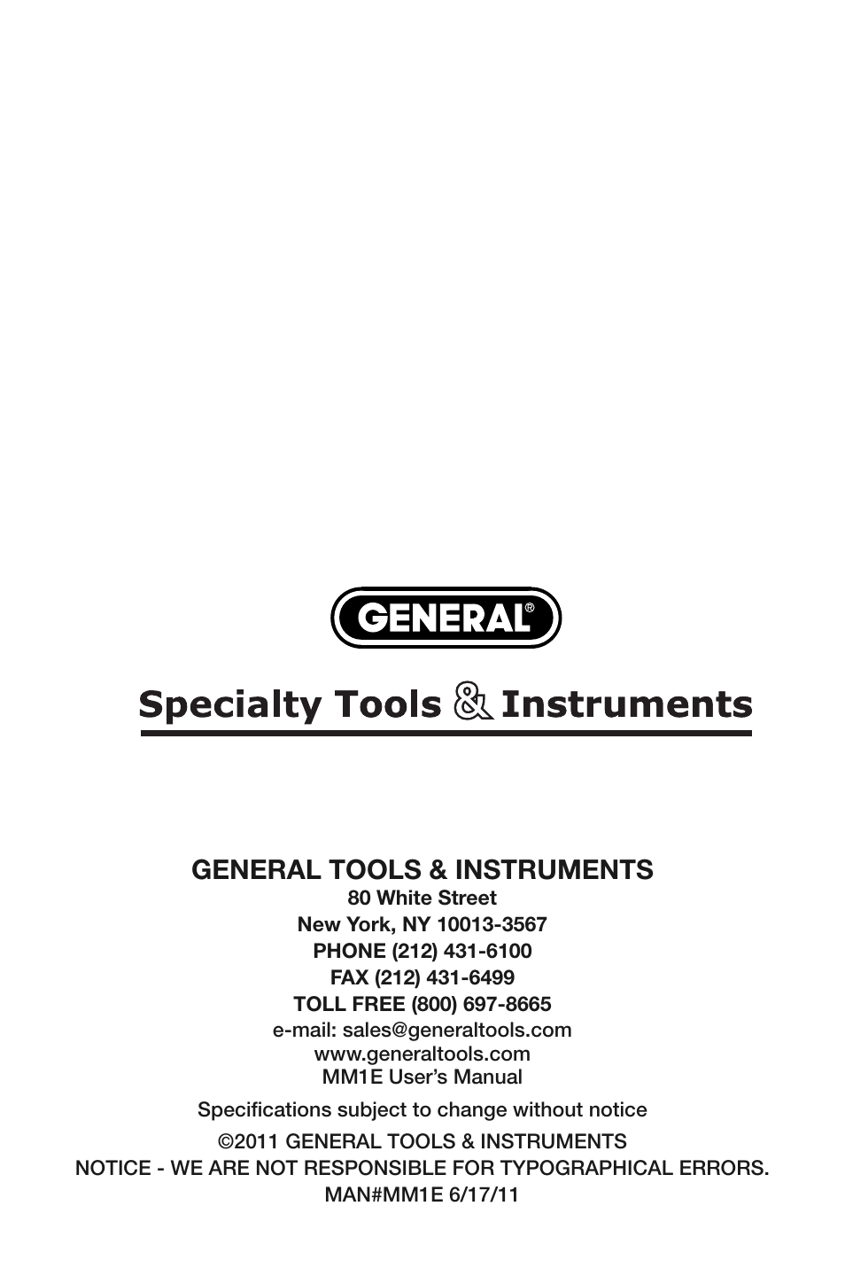 General tools & instruments | General Tools and Instruments MM1E v.1 User Manual | Page 32 / 32