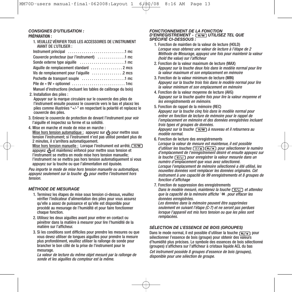 General Tools and Instruments MM70D User Manual | Page 13 / 16