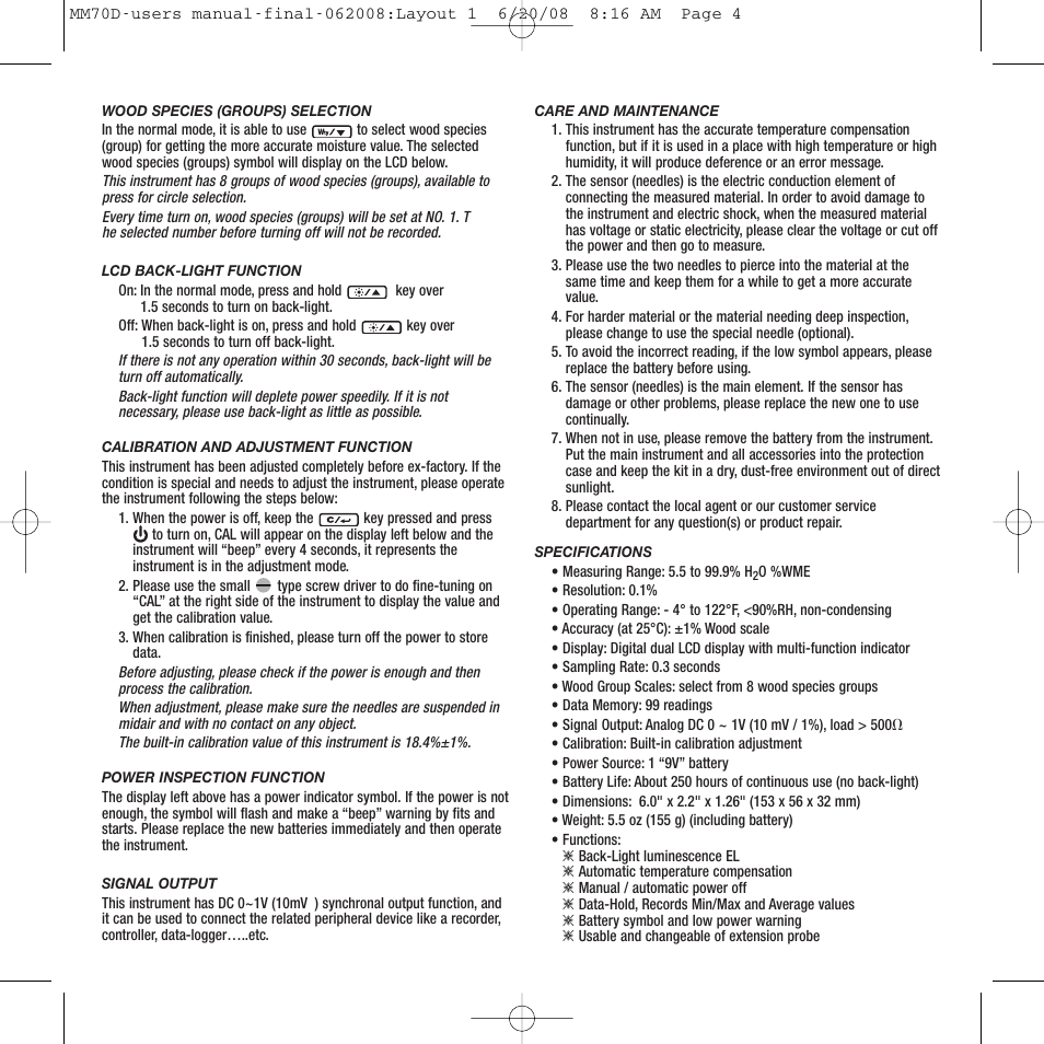 General Tools and Instruments MM70D User Manual | Page 4 / 16