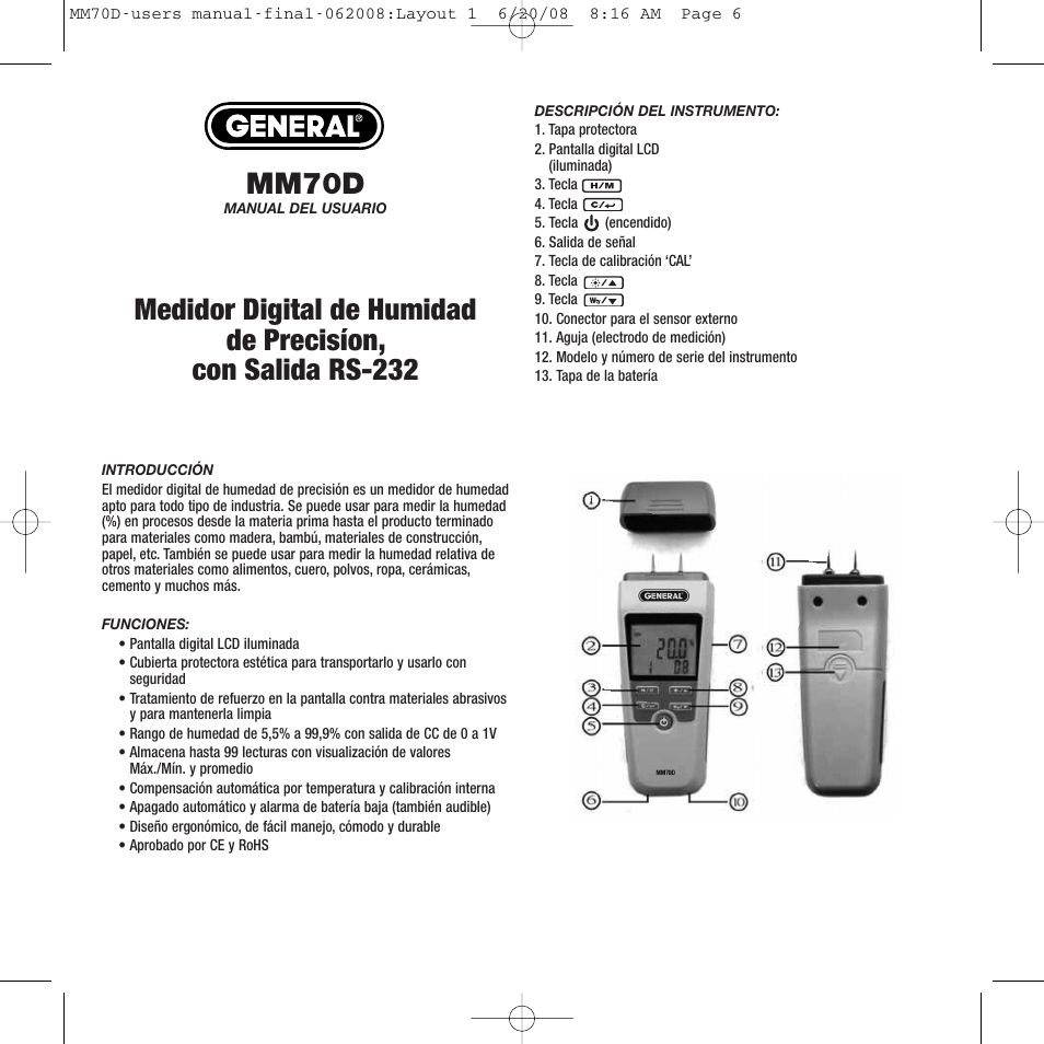 Mm70d | General Tools and Instruments MM70D User Manual | Page 6 / 16
