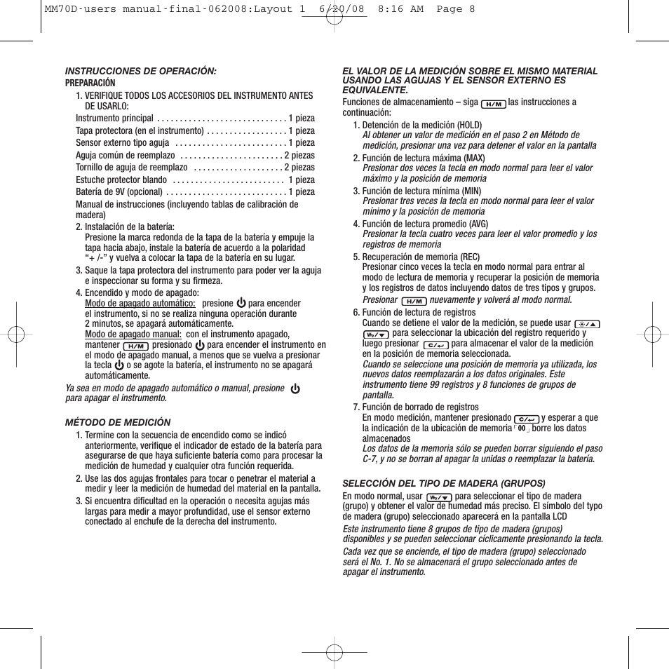 General Tools and Instruments MM70D User Manual | Page 8 / 16
