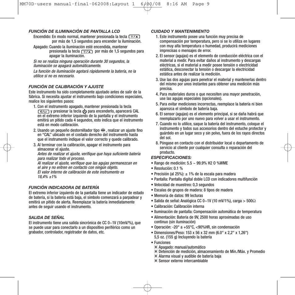 General Tools and Instruments MM70D User Manual | Page 9 / 16