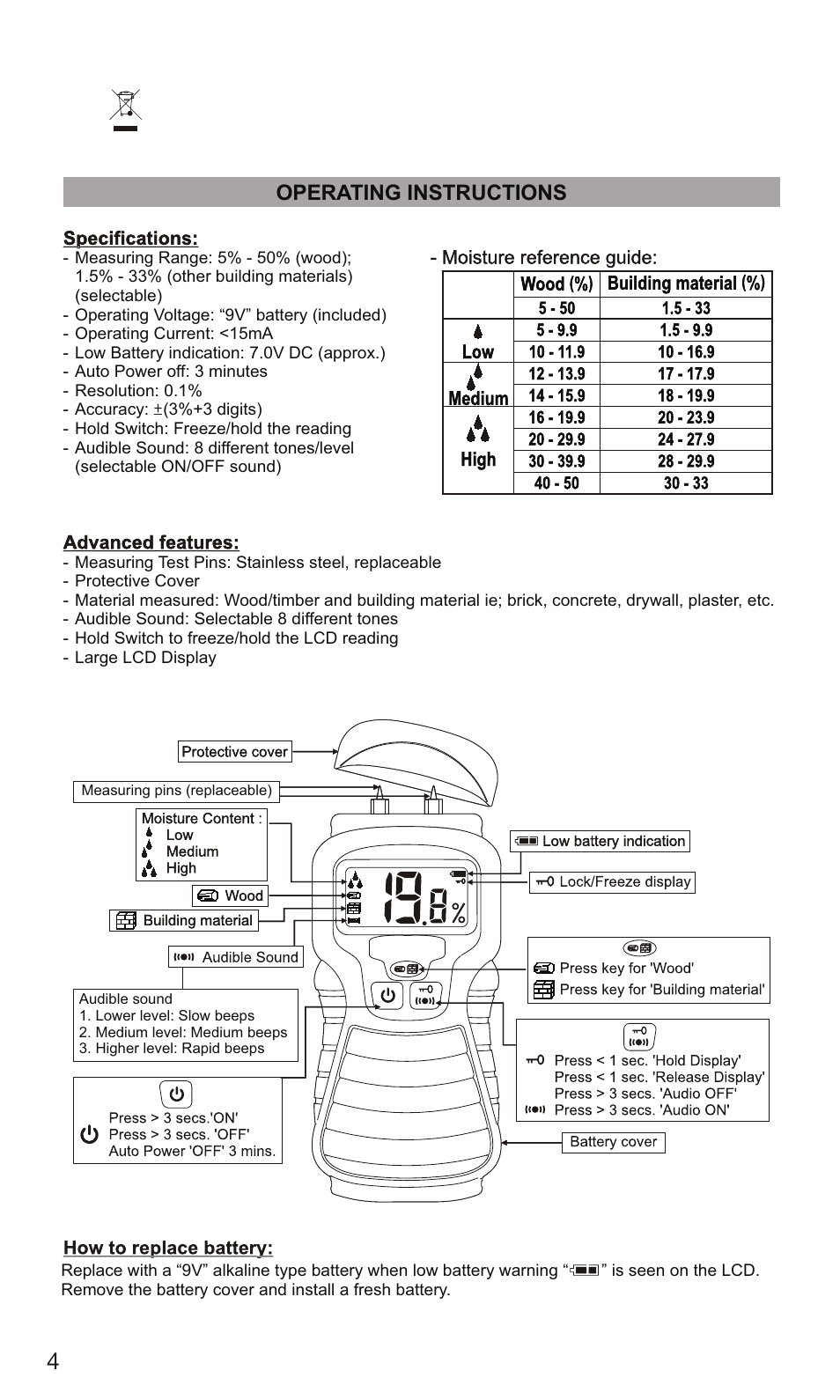 Operating instructions | General Tools and Instruments MMD4E User Manual | Page 4 / 12