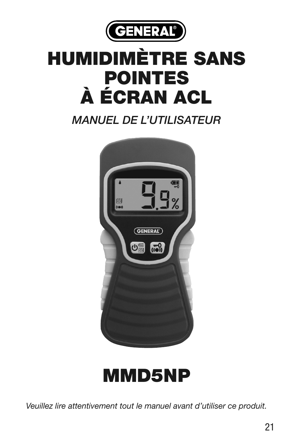 Humidimètre sans pointes à écran acl, Mmd5np | General Tools and Instruments MMD5NP User Manual | Page 21 / 32