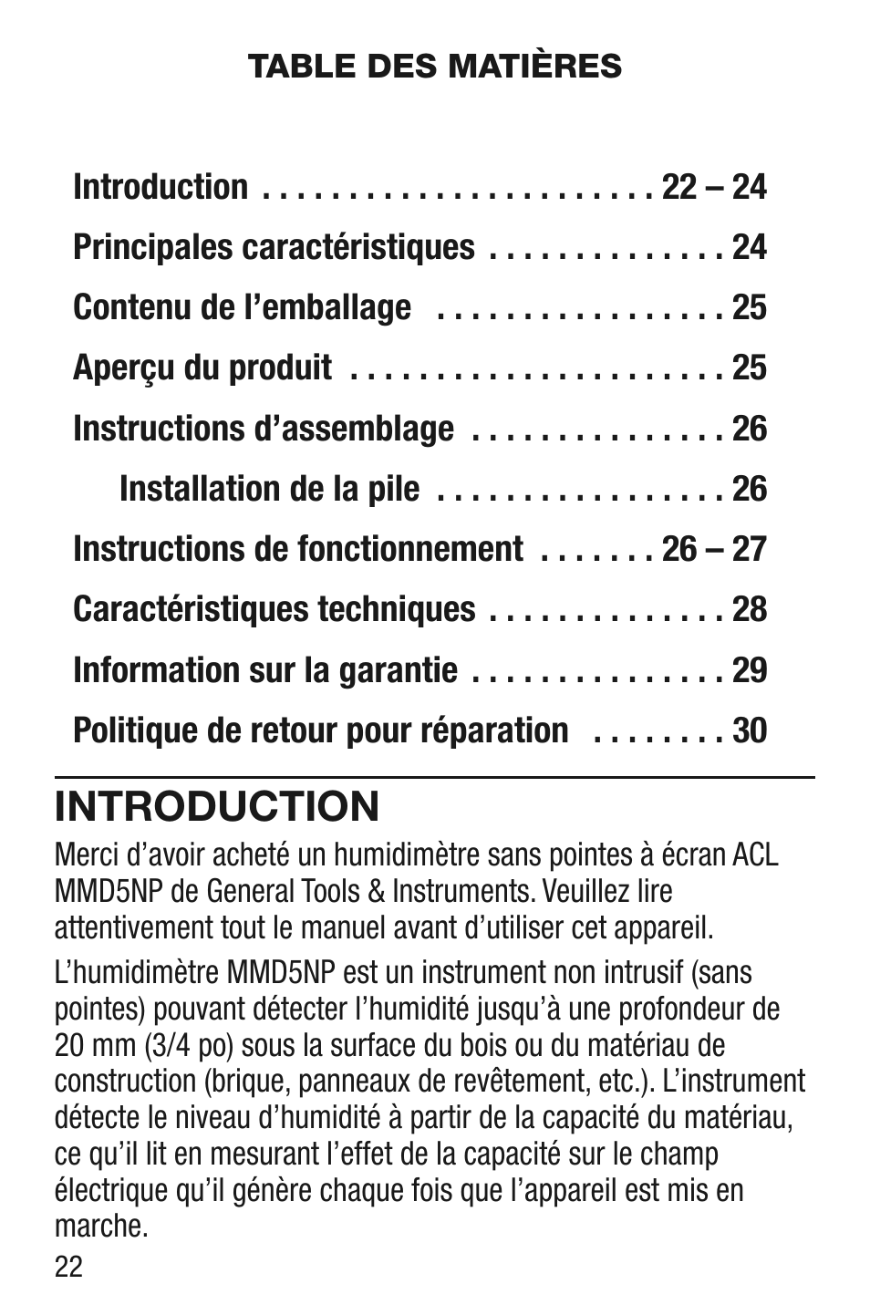 Introduction | General Tools and Instruments MMD5NP User Manual | Page 22 / 32