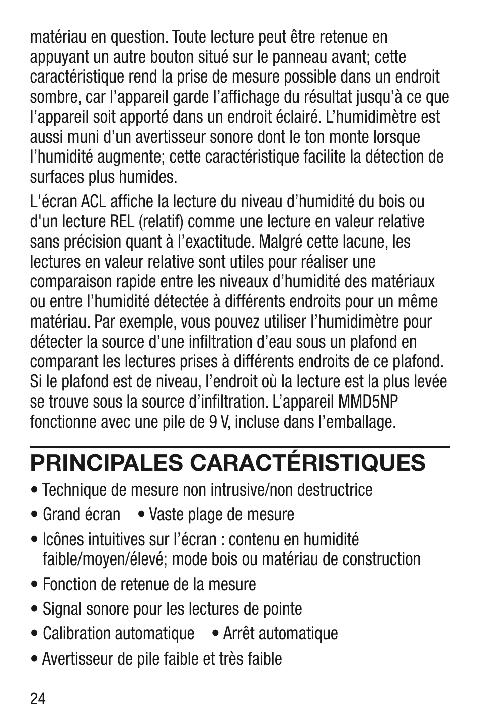 Principales caractéristiques | General Tools and Instruments MMD5NP User Manual | Page 24 / 32