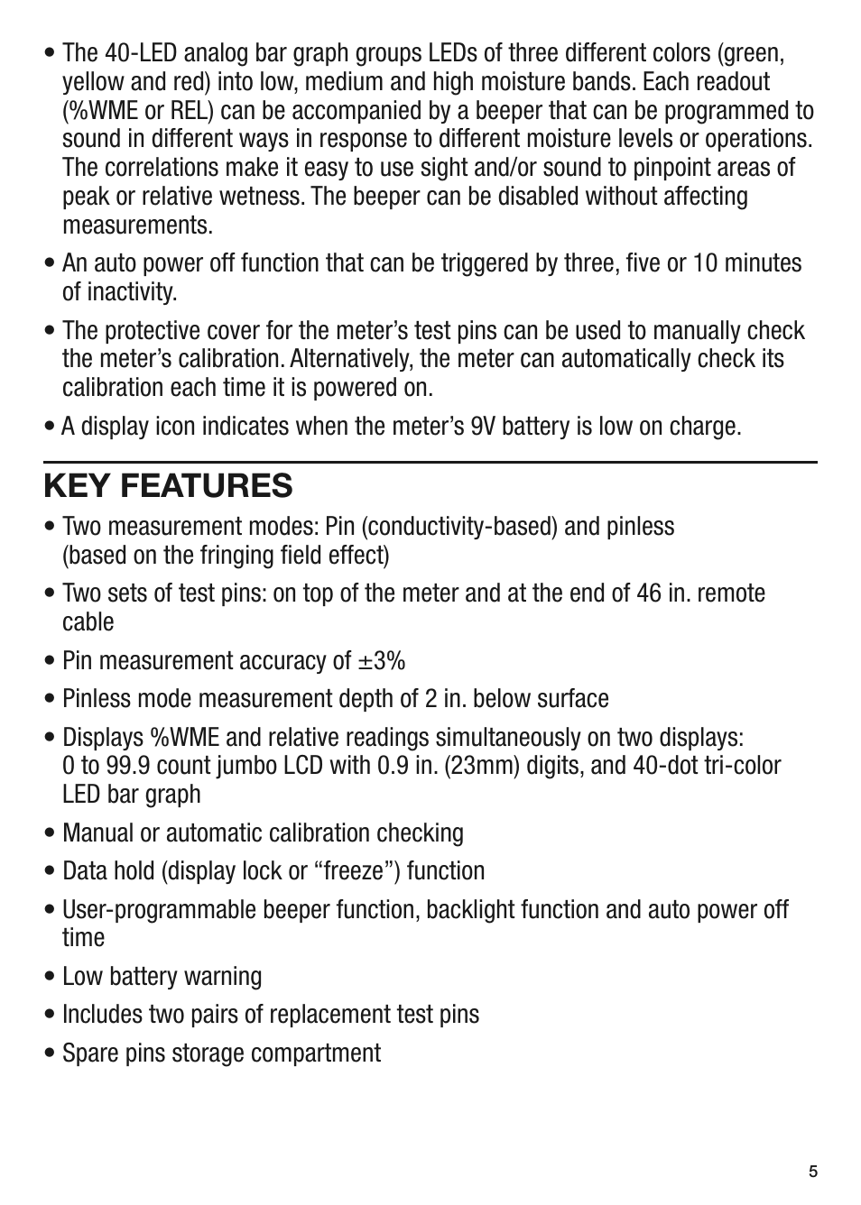 Key features | General Tools and Instruments MMD900 User Manual | Page 5 / 16