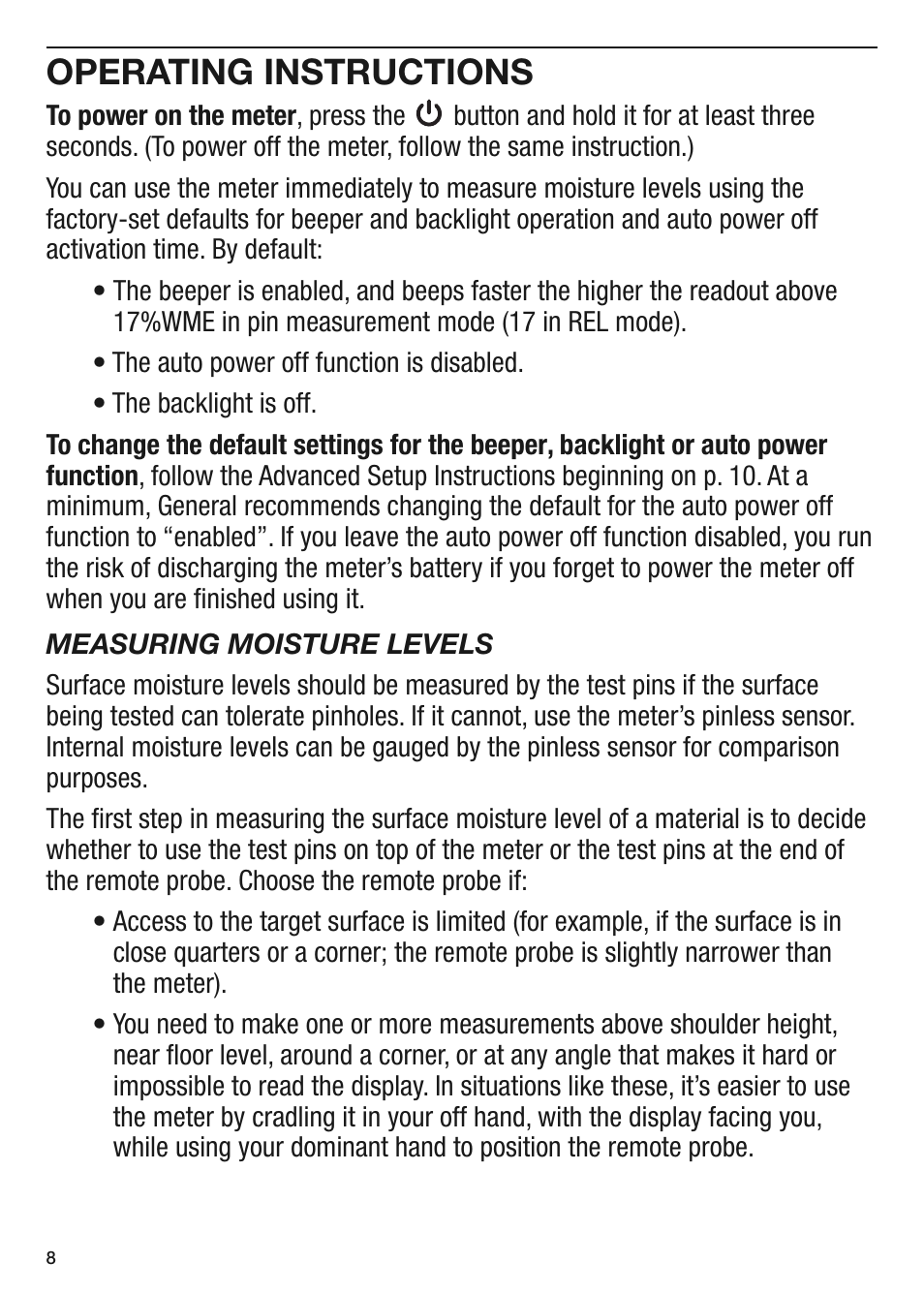 Operating instructions | General Tools and Instruments MMD900 User Manual | Page 8 / 16