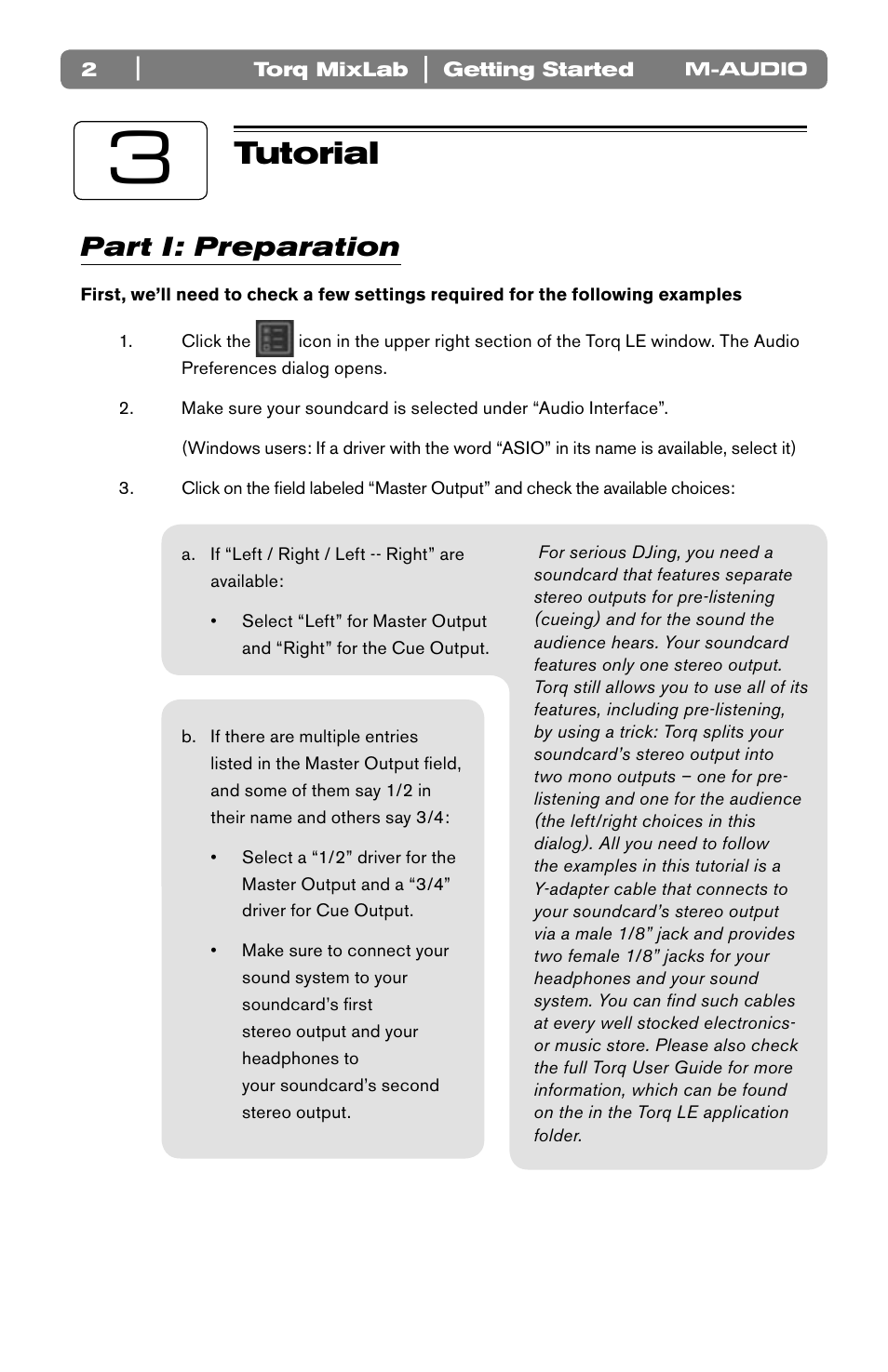 Tutorial, Part i: preparation | M-AUDIO Torq LE (MixLab) User Manual | Page 3 / 16