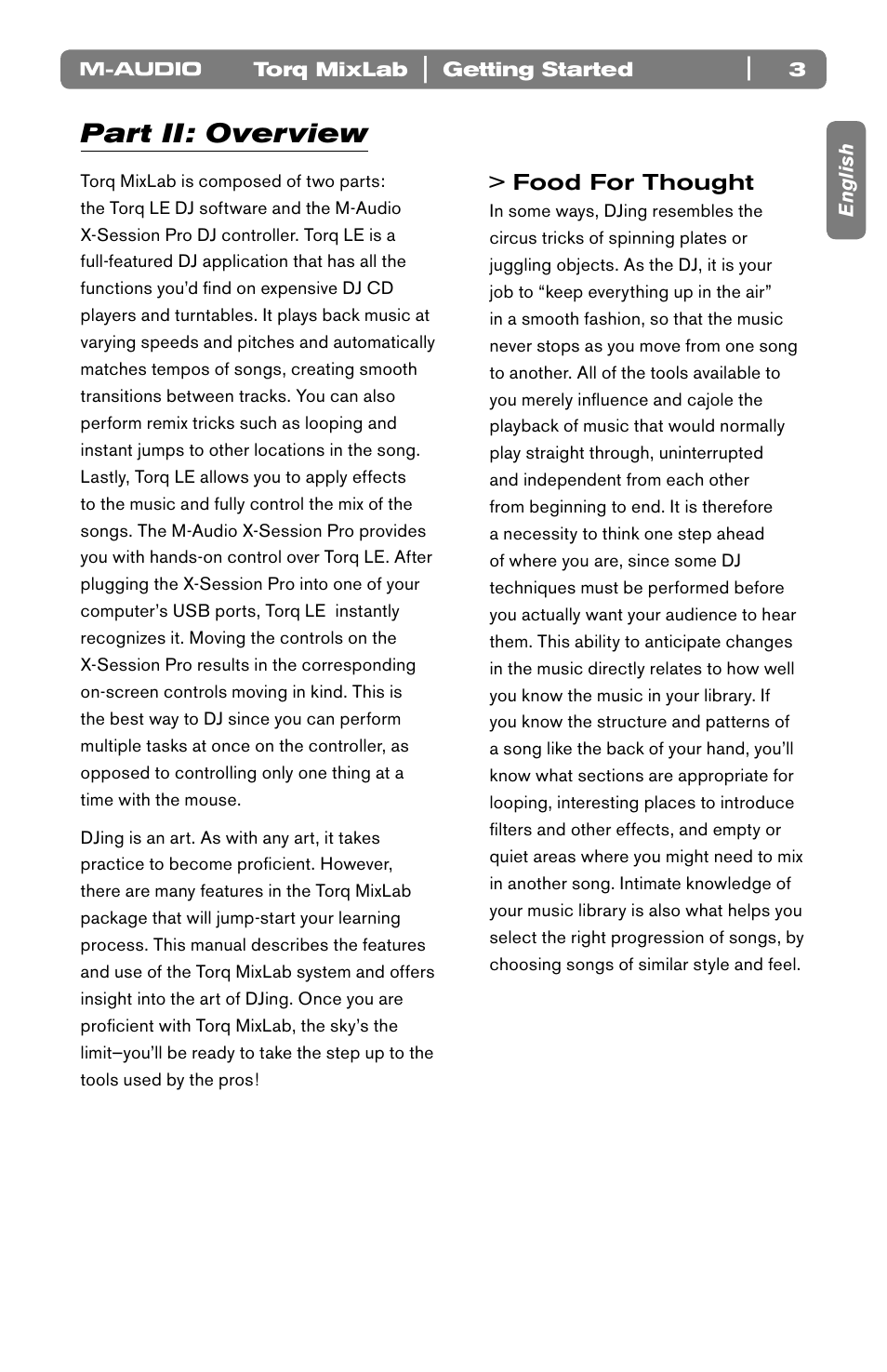 Part ii: overview | M-AUDIO Torq LE (MixLab) User Manual | Page 4 / 16