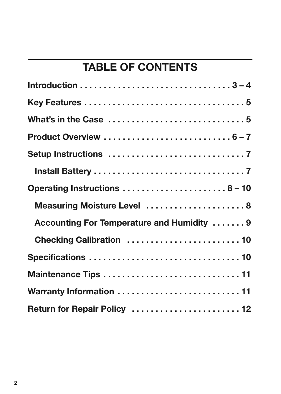 General Tools and Instruments MMH800 User Manual | Page 2 / 12