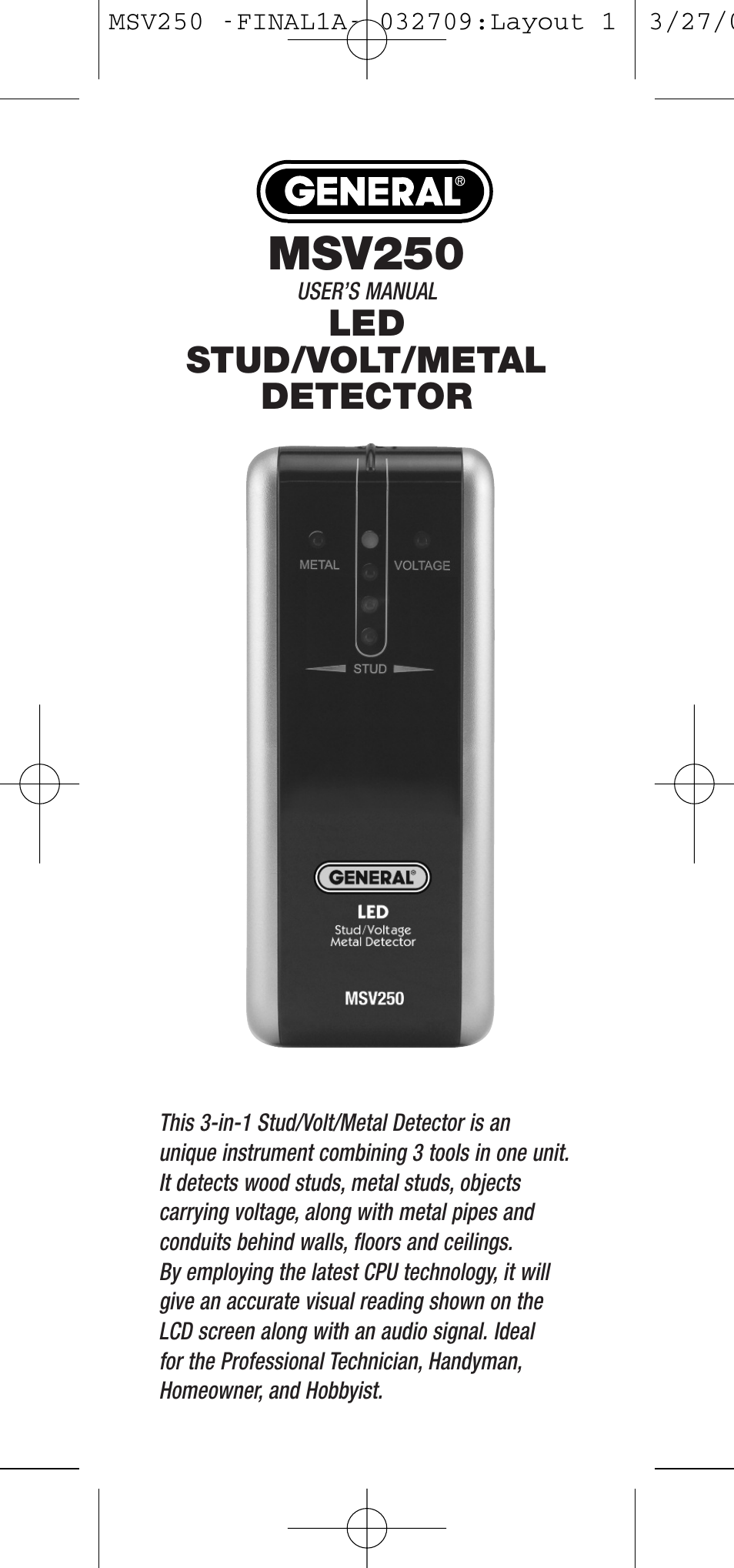 General Tools and Instruments MSV250 User Manual | 24 pages
