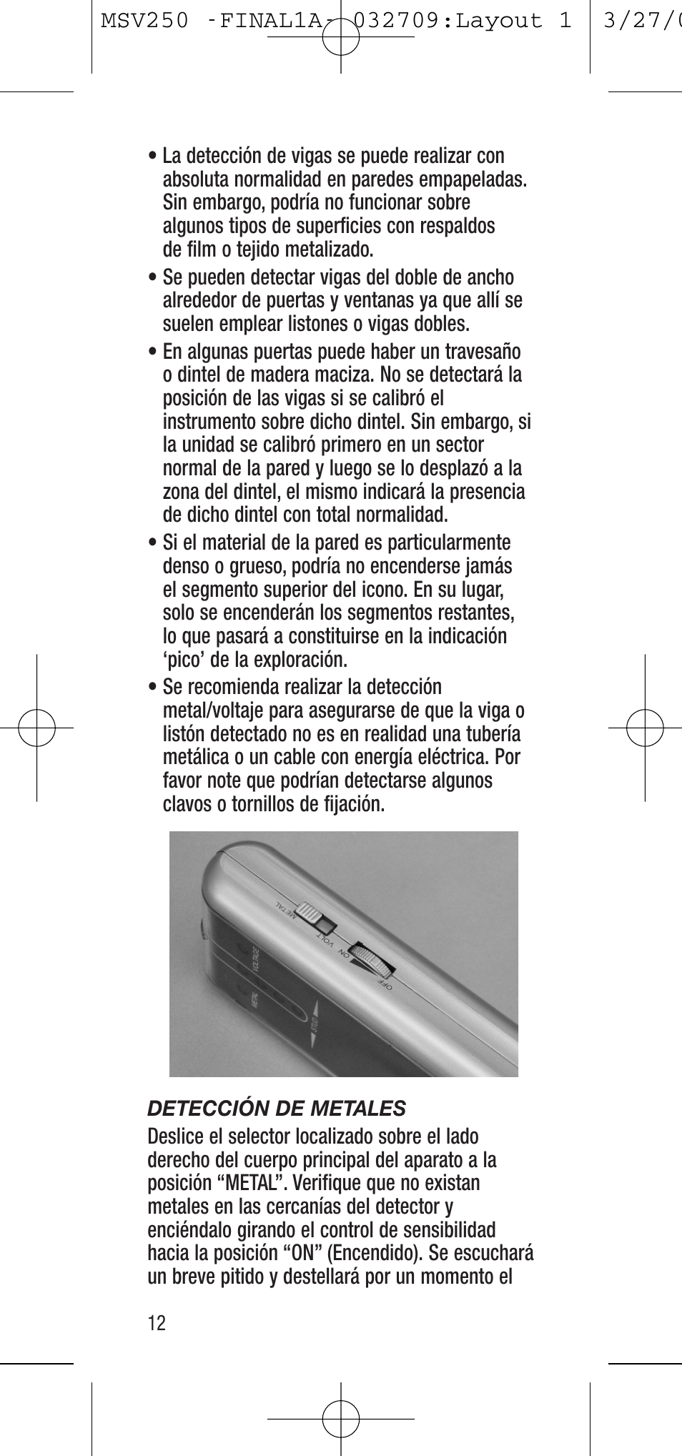 General Tools and Instruments MSV250 User Manual | Page 12 / 24