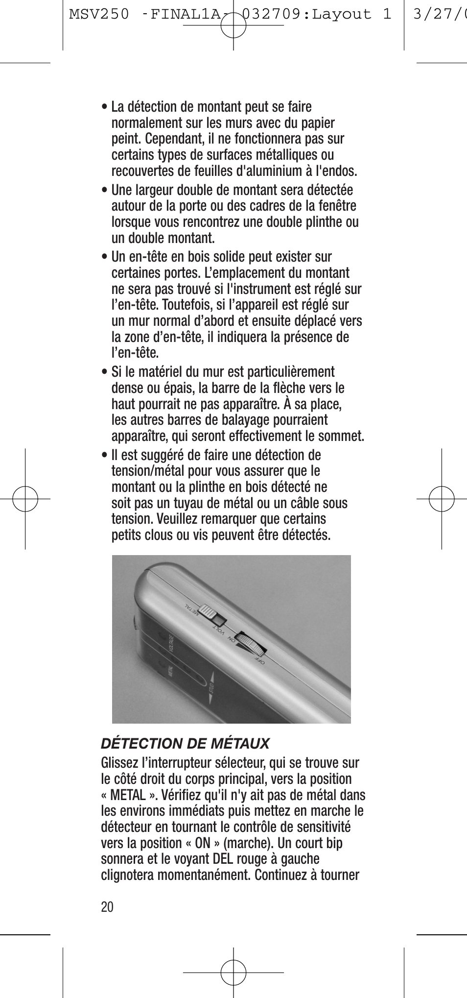 General Tools and Instruments MSV250 User Manual | Page 20 / 24