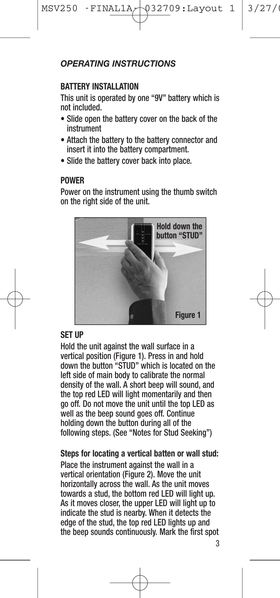 General Tools and Instruments MSV250 User Manual | Page 3 / 24