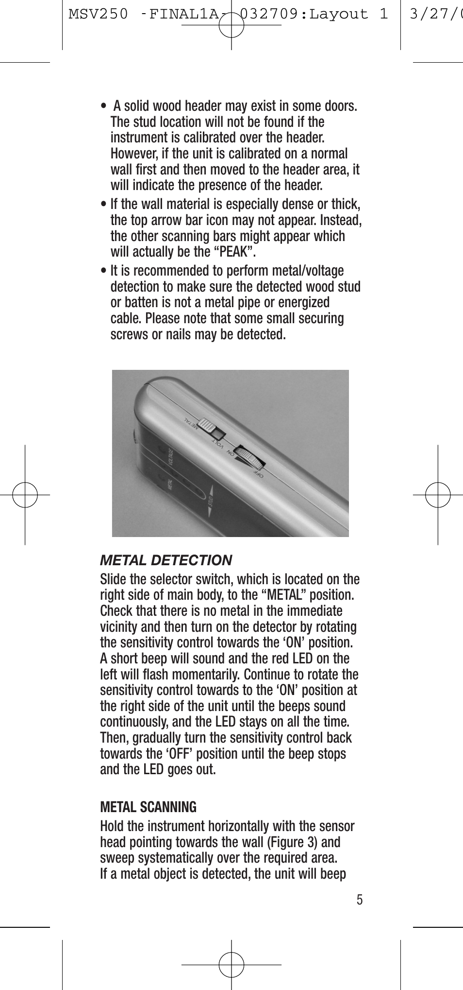 General Tools and Instruments MSV250 User Manual | Page 5 / 24