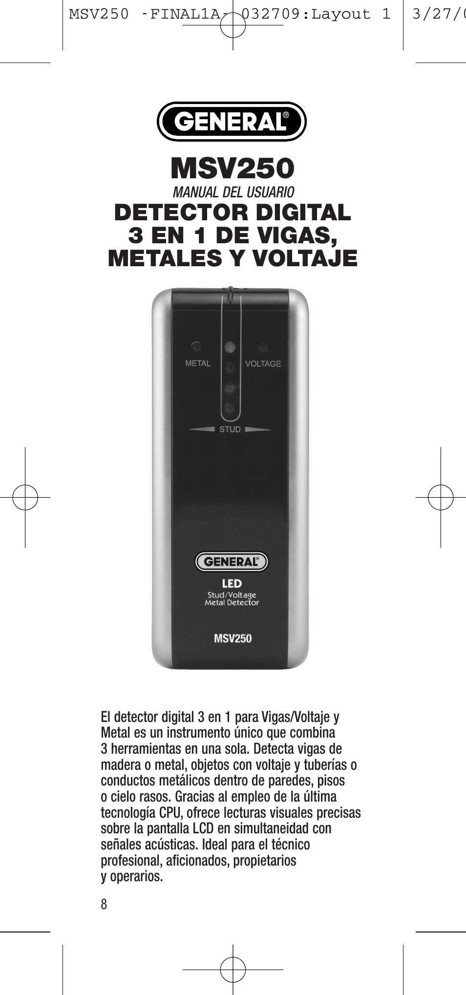 Msv250 | General Tools and Instruments MSV250 User Manual | Page 8 / 24