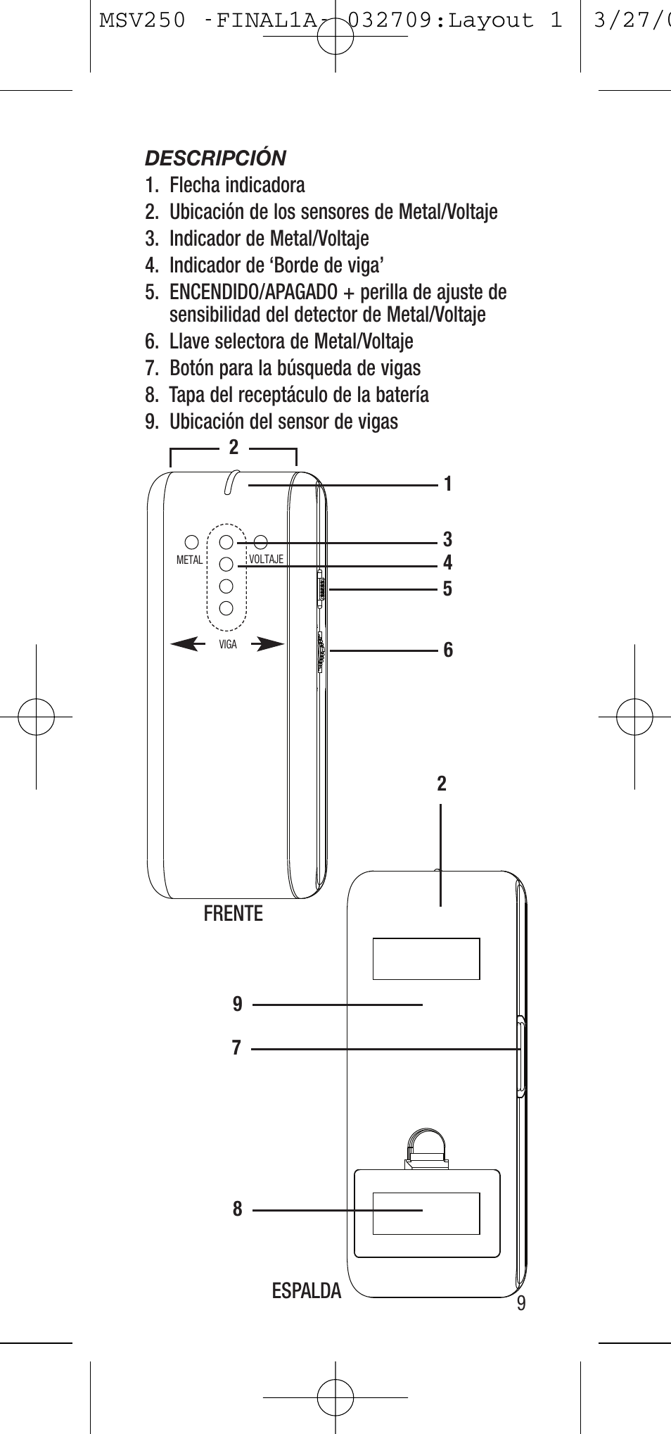 General Tools and Instruments MSV250 User Manual | Page 9 / 24