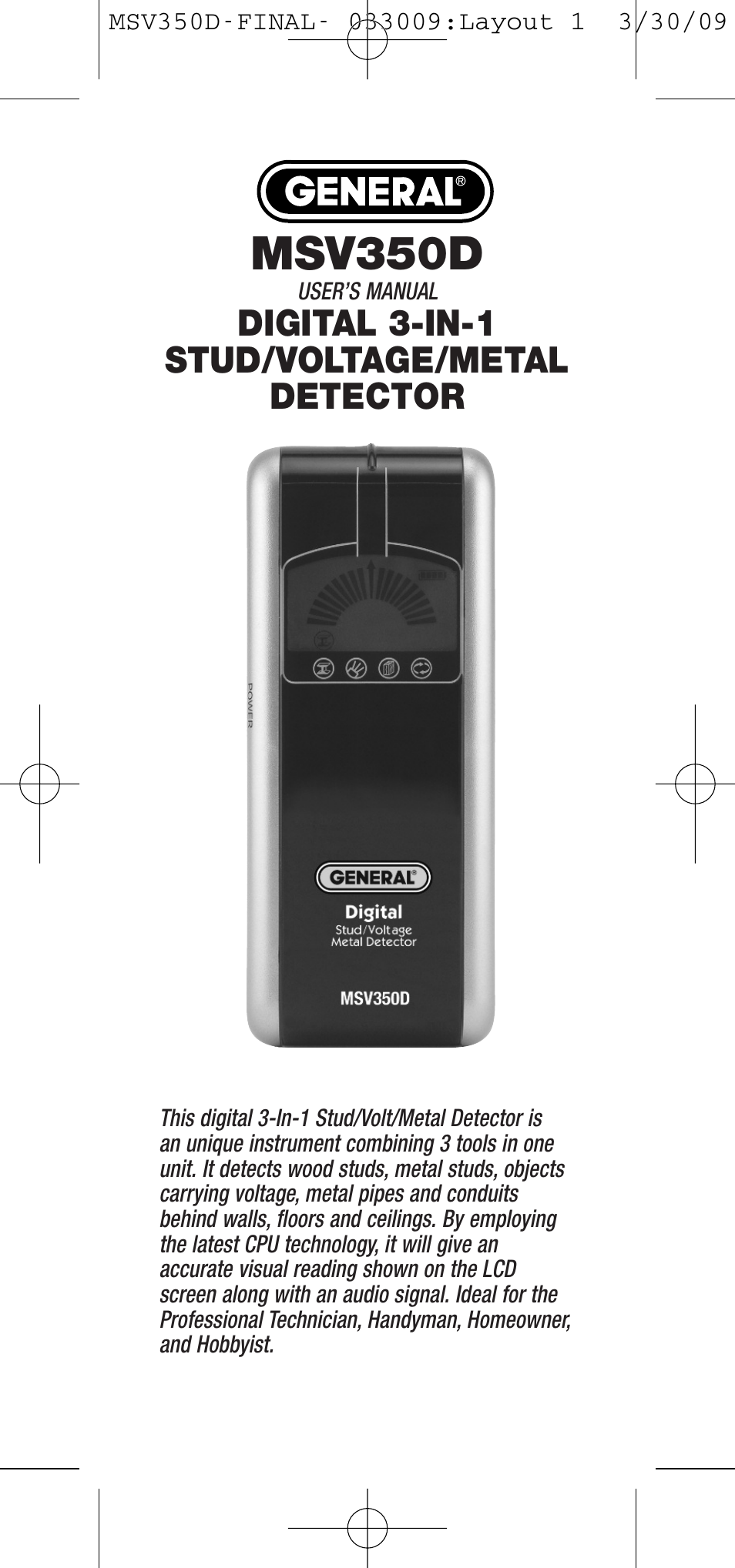 General Tools and Instruments MSV350D User Manual | 28 pages