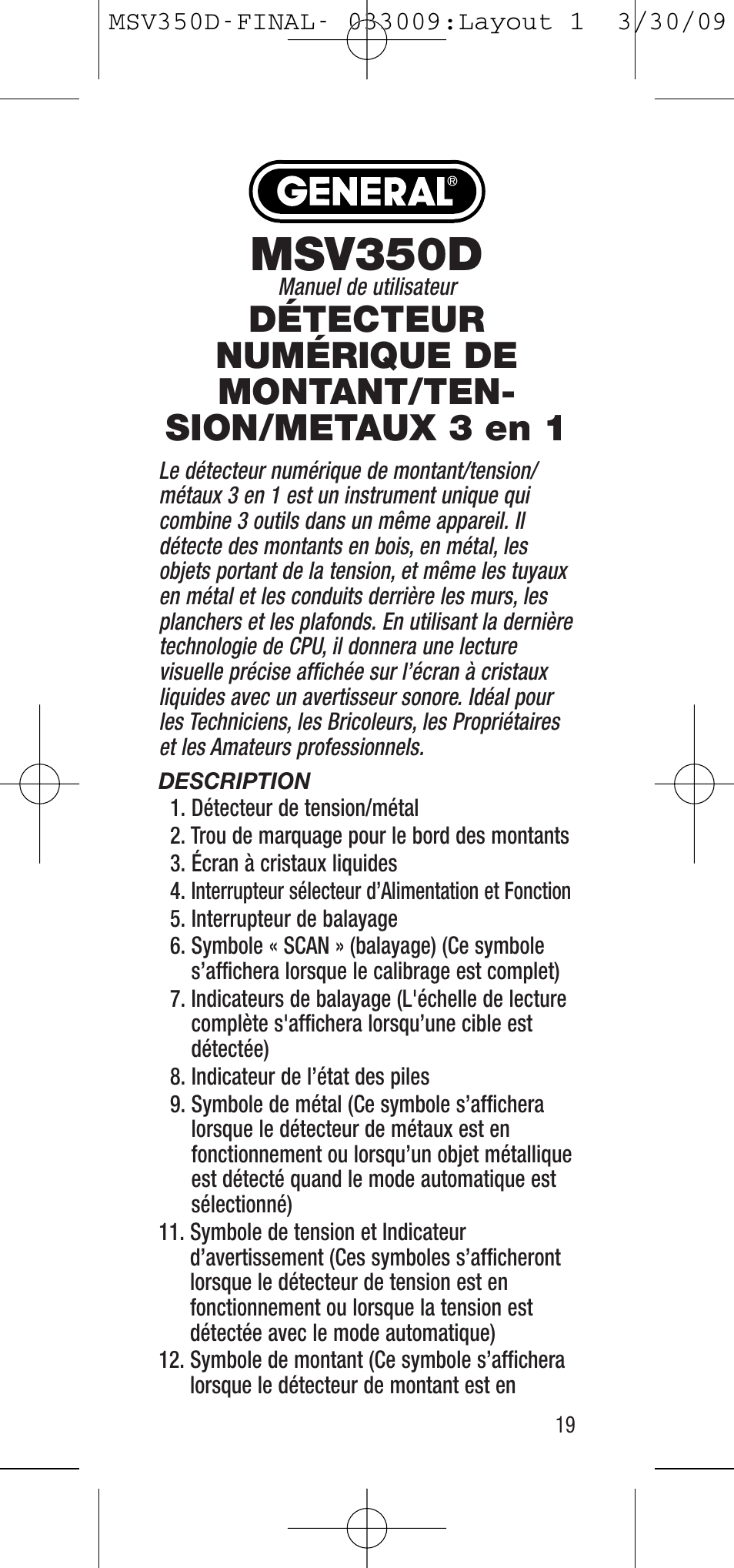 Msv350d | General Tools and Instruments MSV350D User Manual | Page 19 / 28