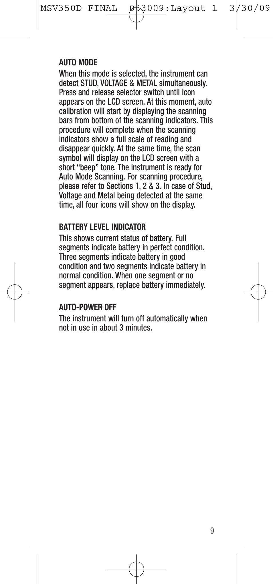 General Tools and Instruments MSV350D User Manual | Page 9 / 28