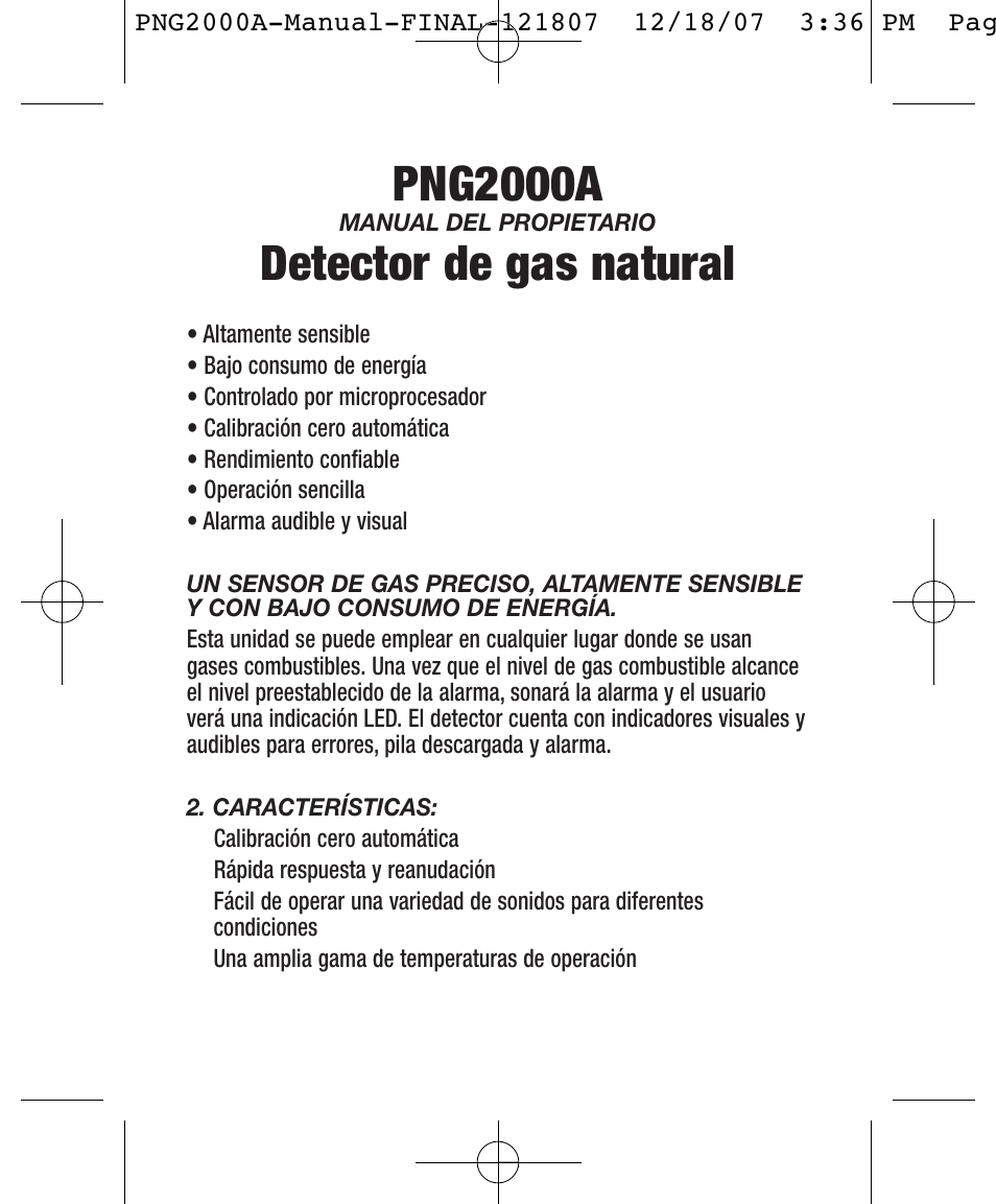 Png2000a, Detector de gas natural | General Tools and Instruments PNG2000A User Manual | Page 9 / 12