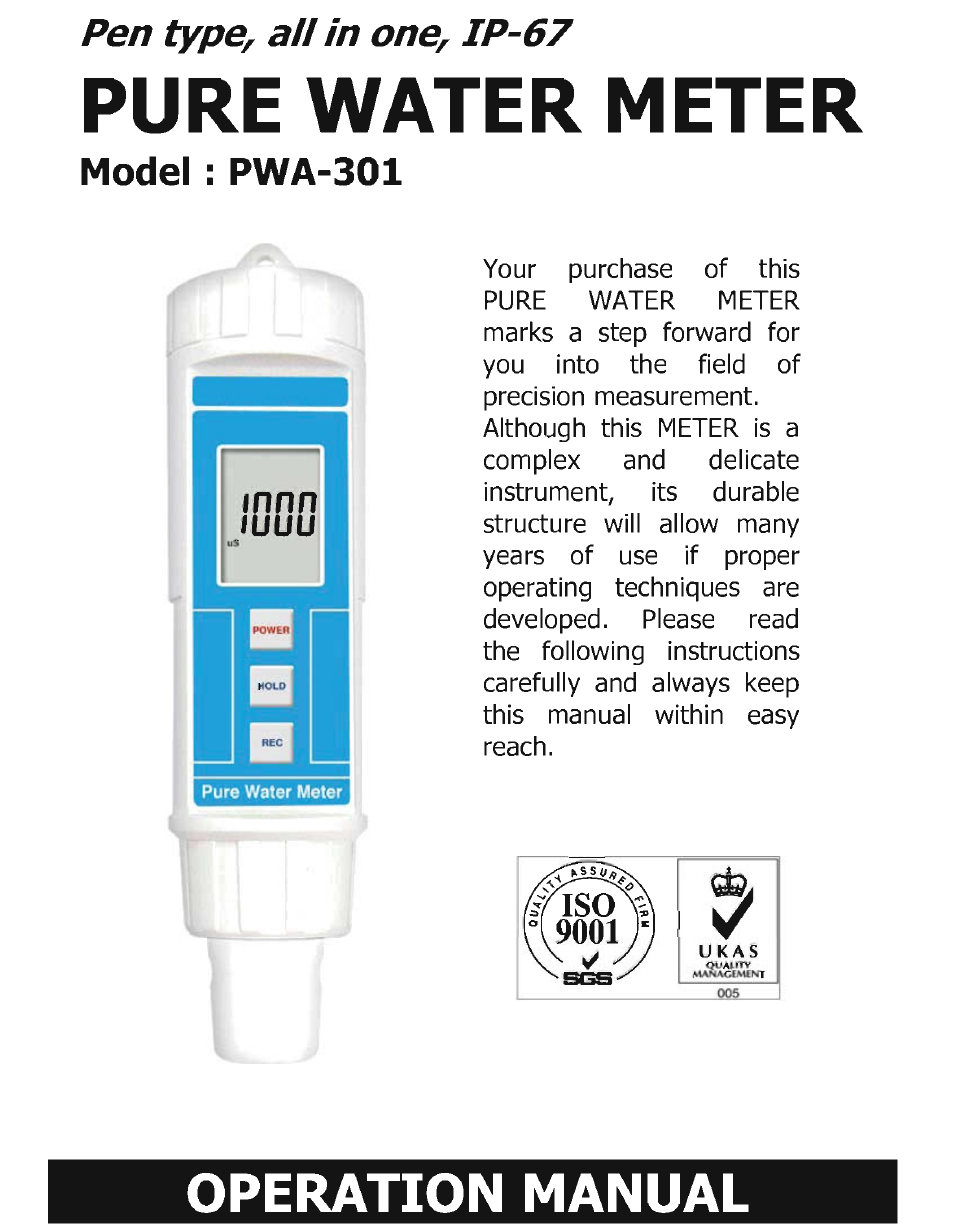 General Tools and Instruments PWM301 User Manual | 12 pages