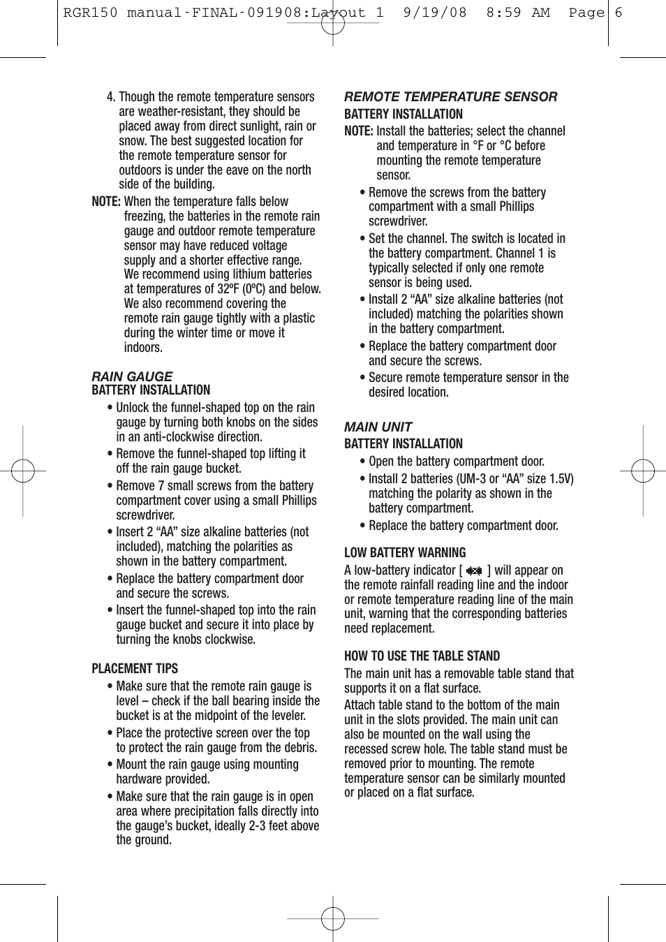 General Tools and Instruments RGR150 User Manual | Page 6 / 12