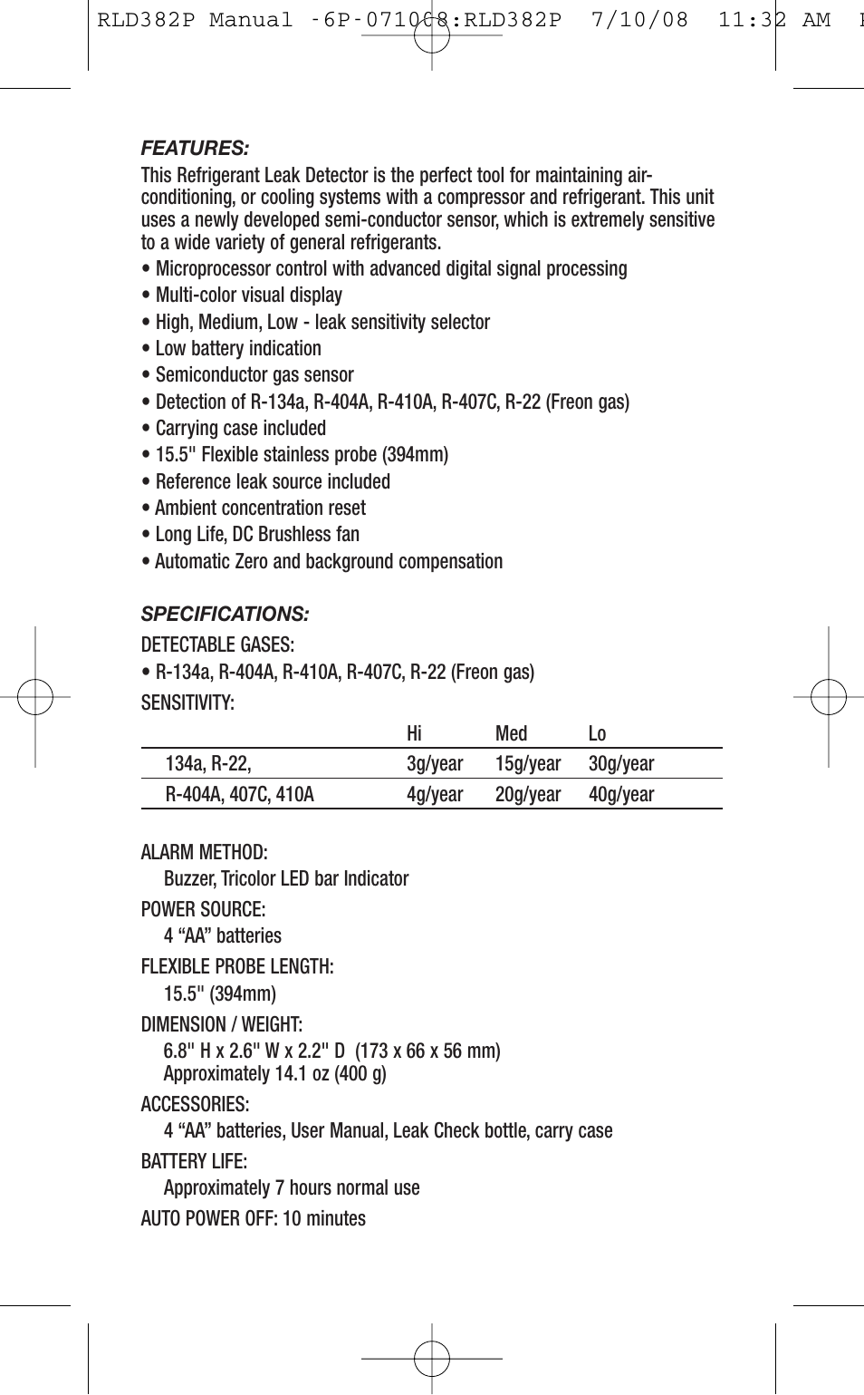 General Tools and Instruments RLD382P User Manual | Page 2 / 24