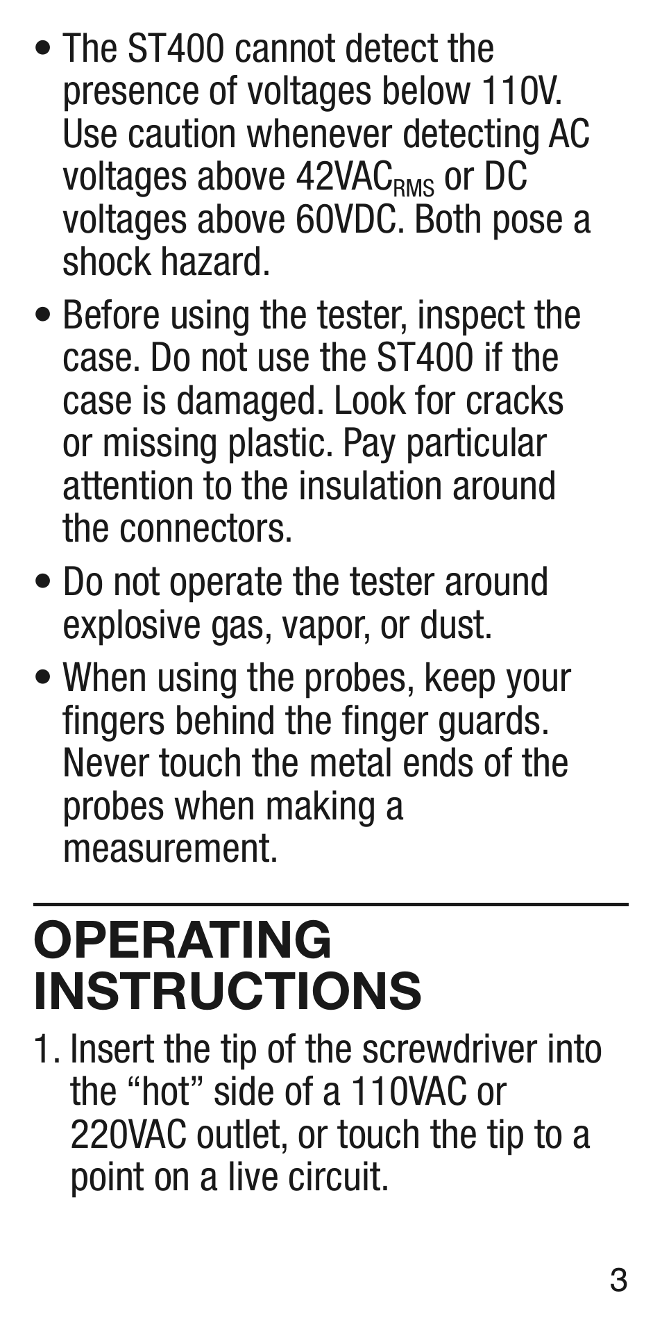 Operating instructions | General Tools and Instruments ST400 v.2 User Manual | Page 3 / 8