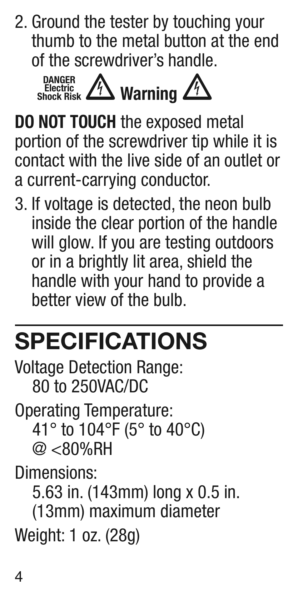 Specifications | General Tools and Instruments ST400 v.2 User Manual | Page 4 / 8