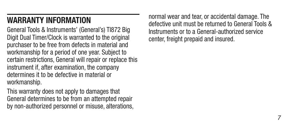 General Tools and Instruments TI872 User Manual | Page 7 / 8