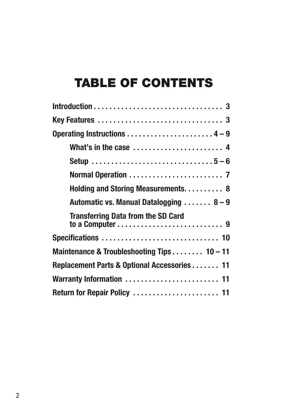 General Tools and Instruments UV254SD User Manual | Page 2 / 12