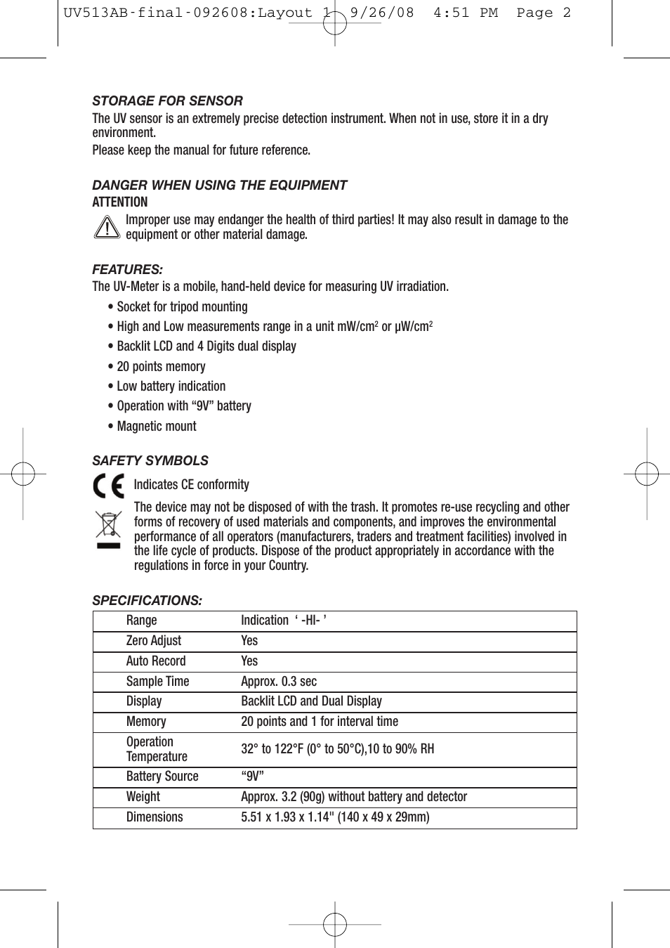 General Tools and Instruments UV513AB User Manual | Page 2 / 8