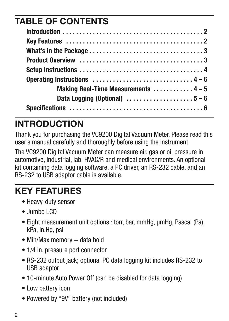 General Tools and Instruments VC9200 User Manual | Page 2 / 8