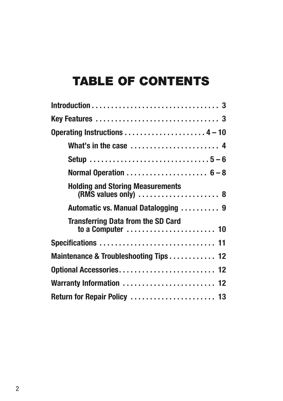 General Tools and Instruments VM8205SD User Manual | Page 2 / 16