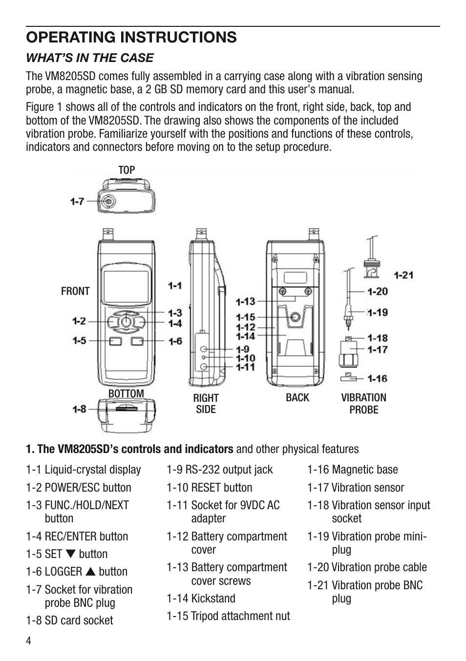 Operating instructions | General Tools and Instruments VM8205SD User Manual | Page 4 / 16