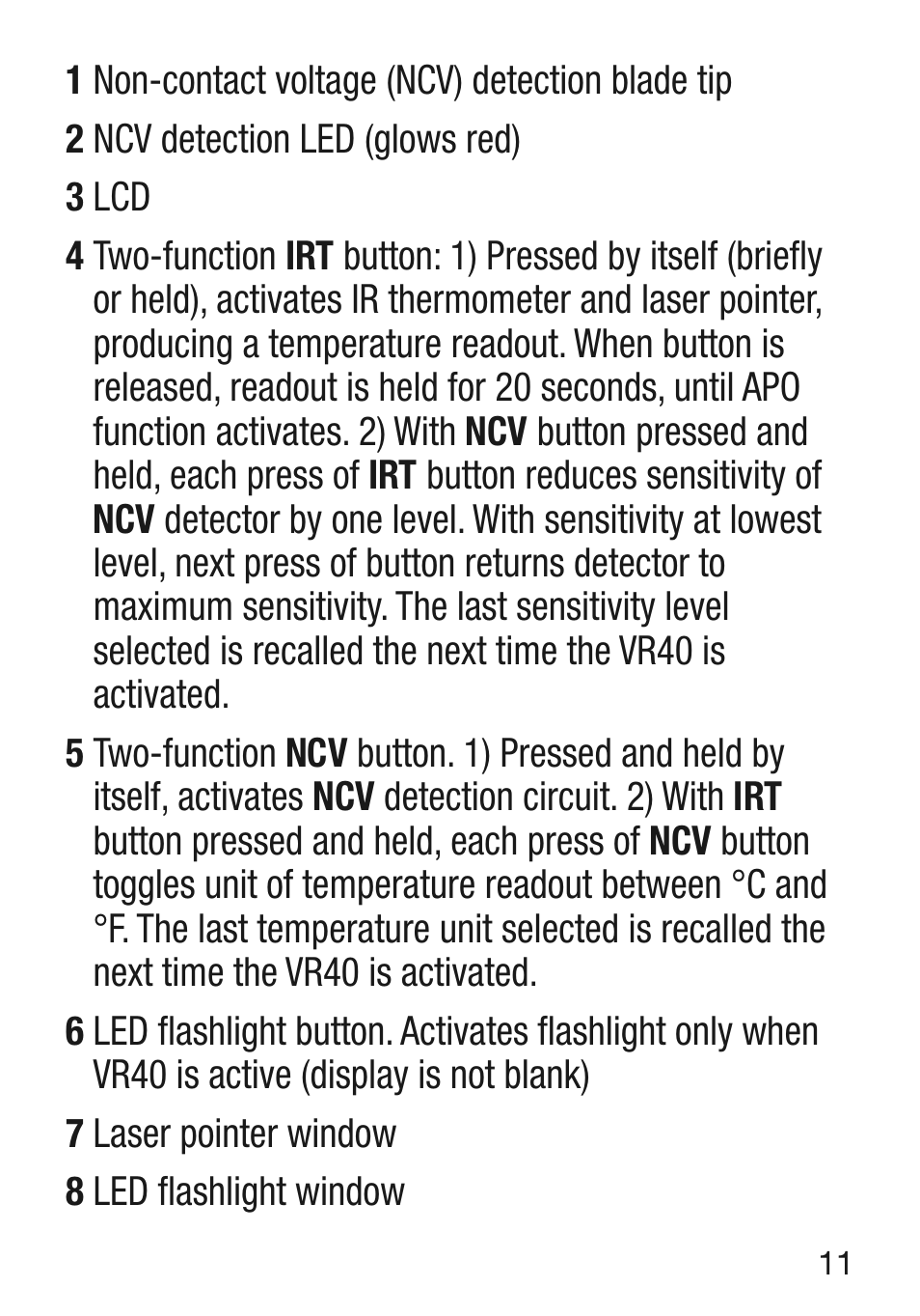 General Tools and Instruments VR40 User Manual | Page 11 / 24