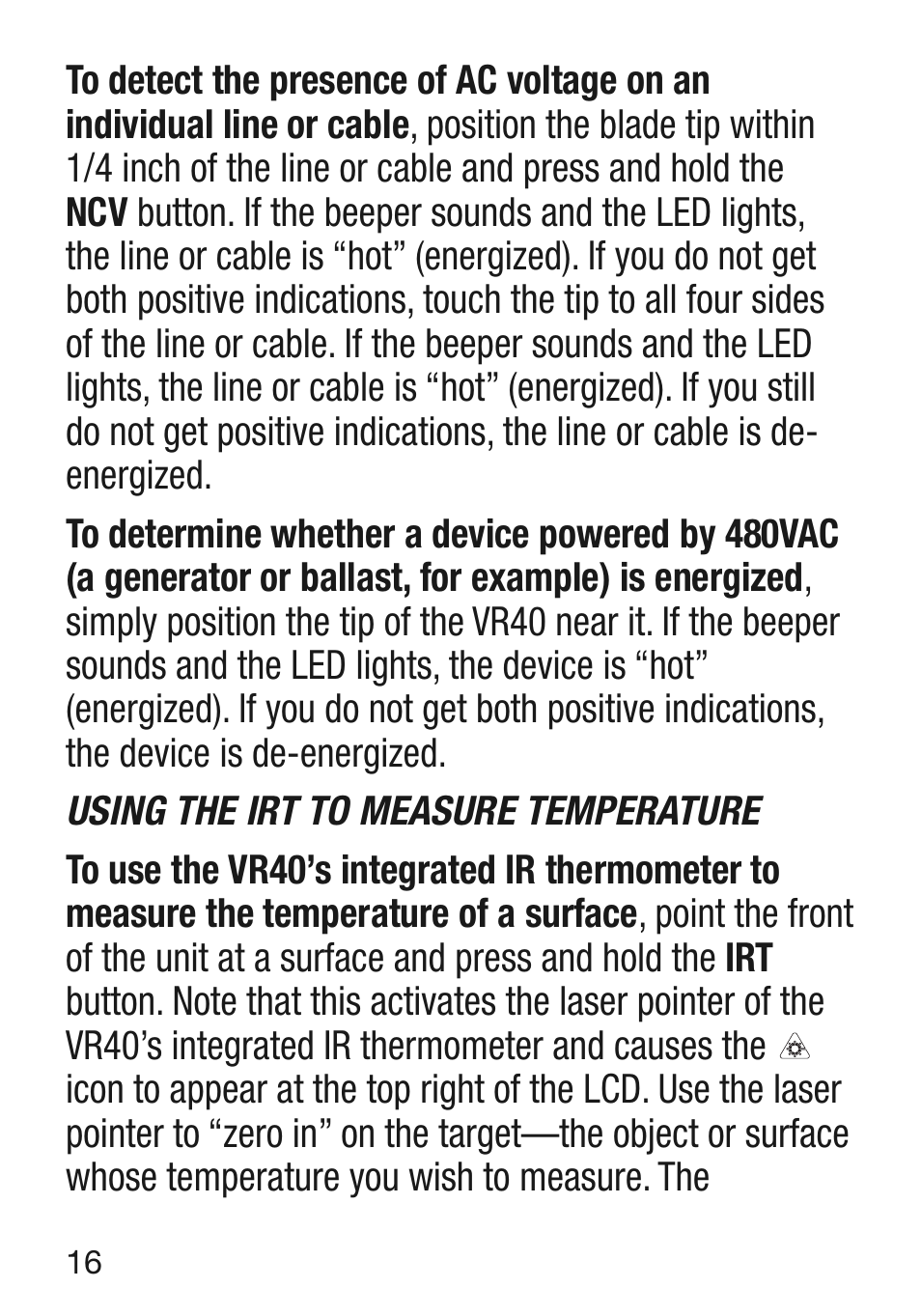 General Tools and Instruments VR40 User Manual | Page 16 / 24